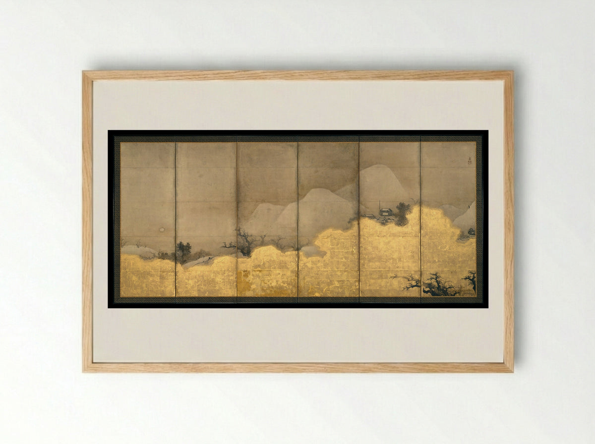 Scenes from the Eight Views of the Xiao and Xiang Rivers - Unkoku Tōeki - Framed Print Wood