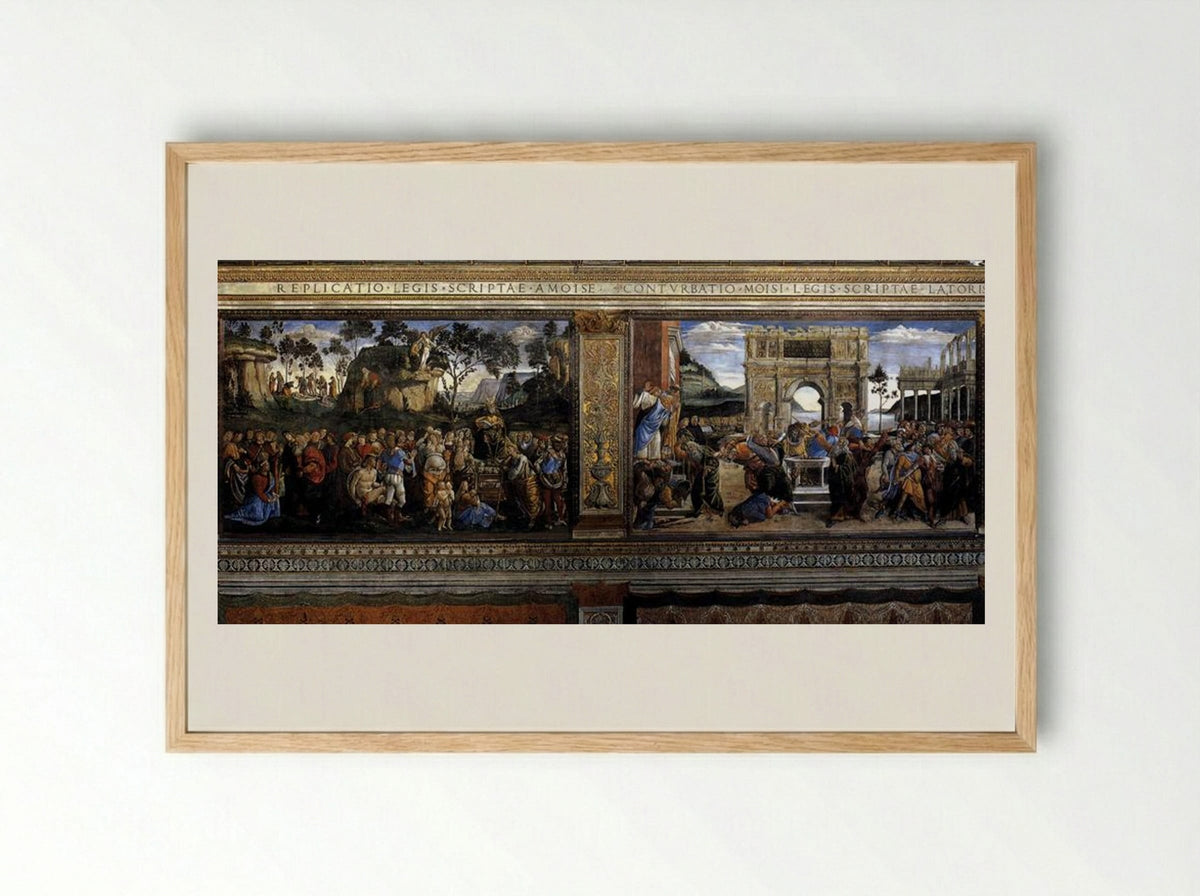 Scenes from the Life of Moses - Sandro Botticelli - Framed Print Wood