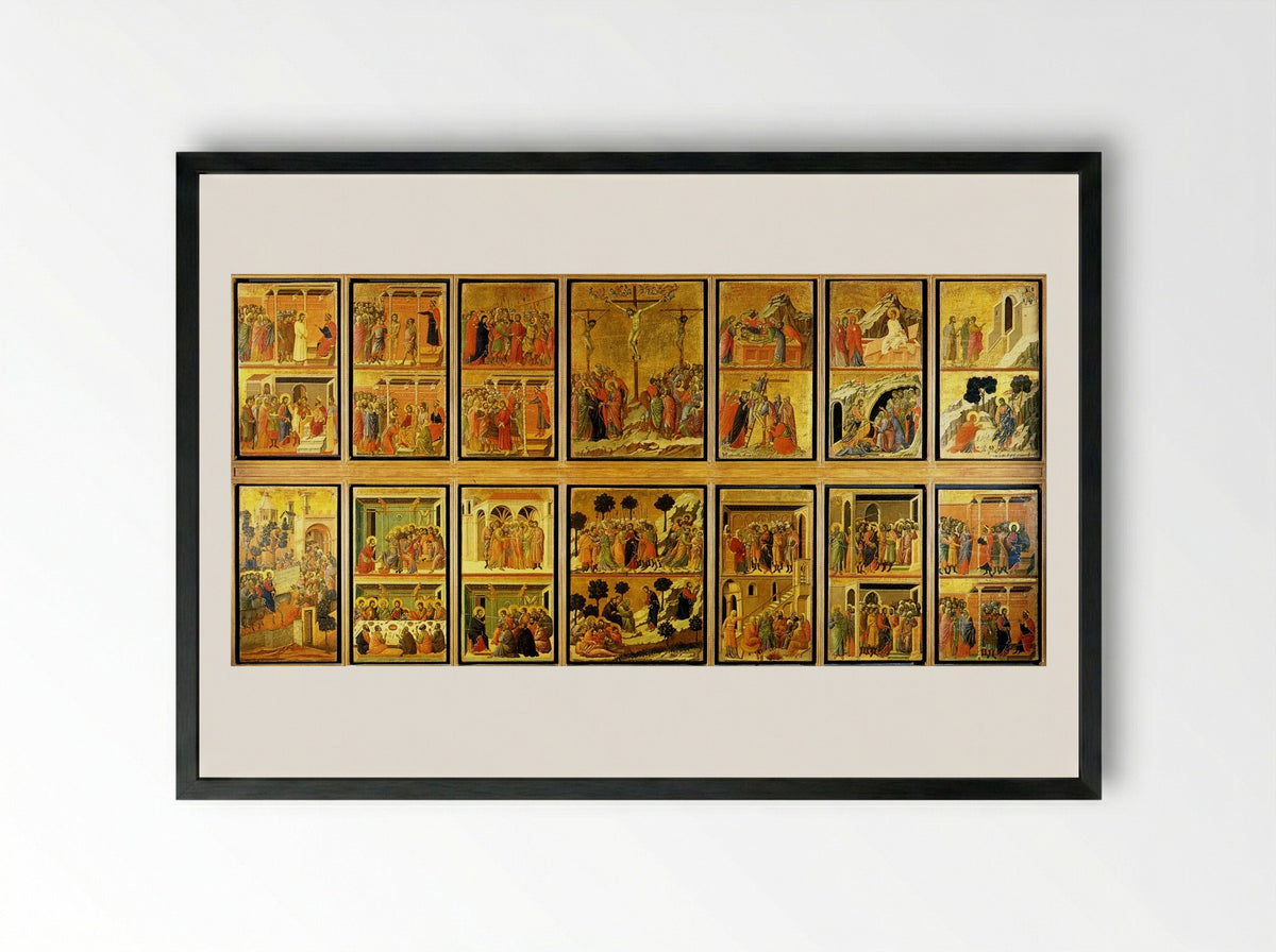 Scenes from the Passion of Christ - Duccio di Buoninsegna - Framed Print Black