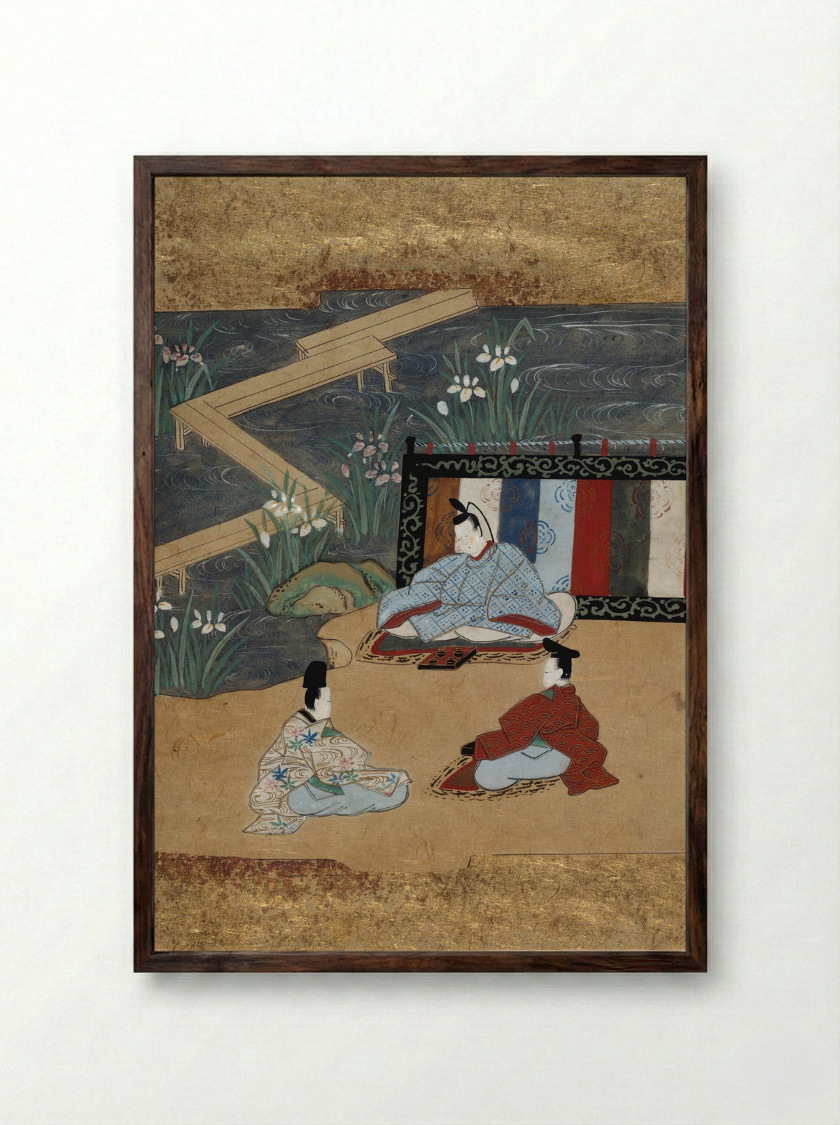 Scenes from the Tales of Ise (Ise monogatari) - Tosa School - Framed Print Dark Wood