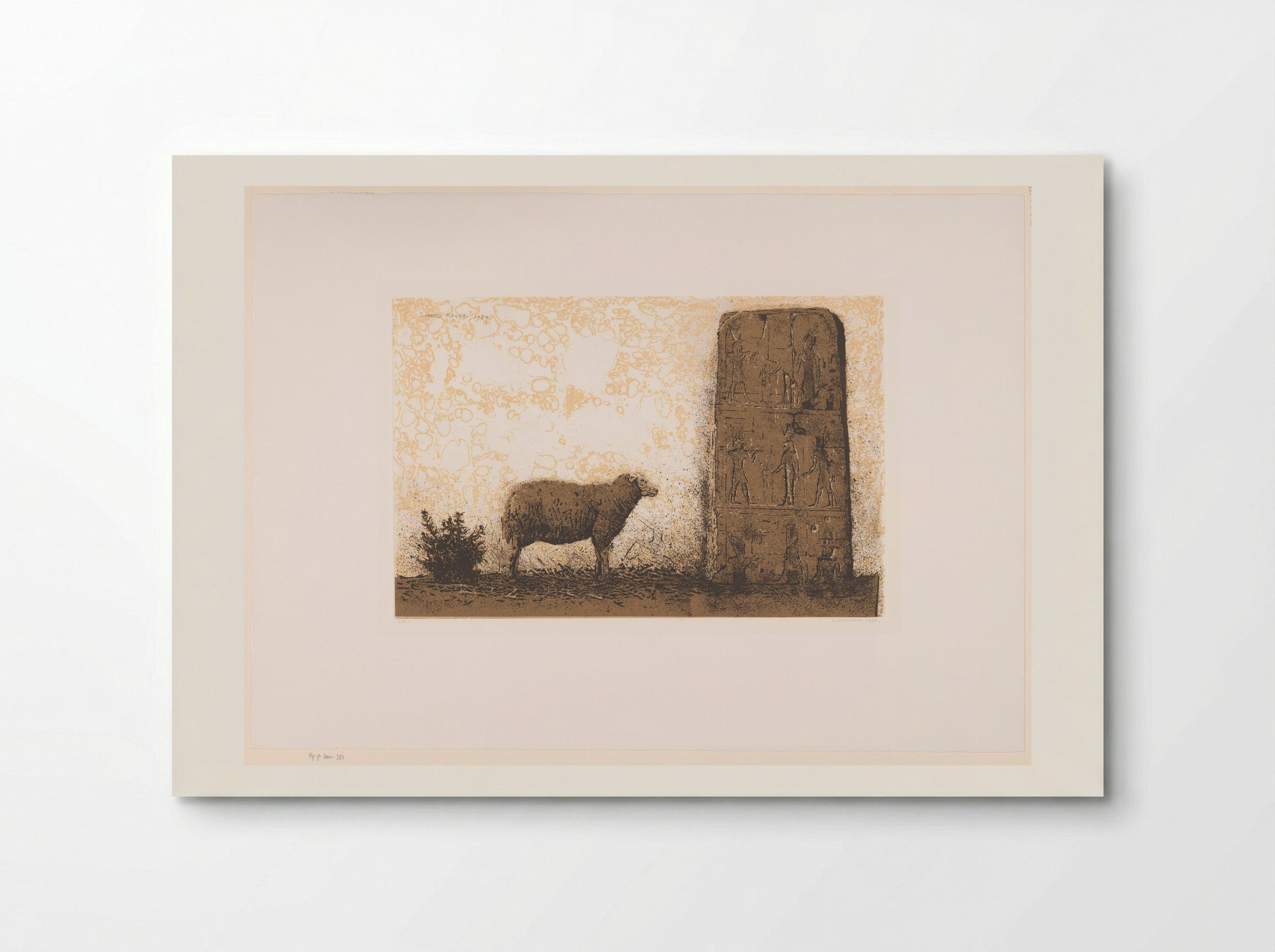 Schaap met zuil met hiërogliefen - Simon Koene - Poster