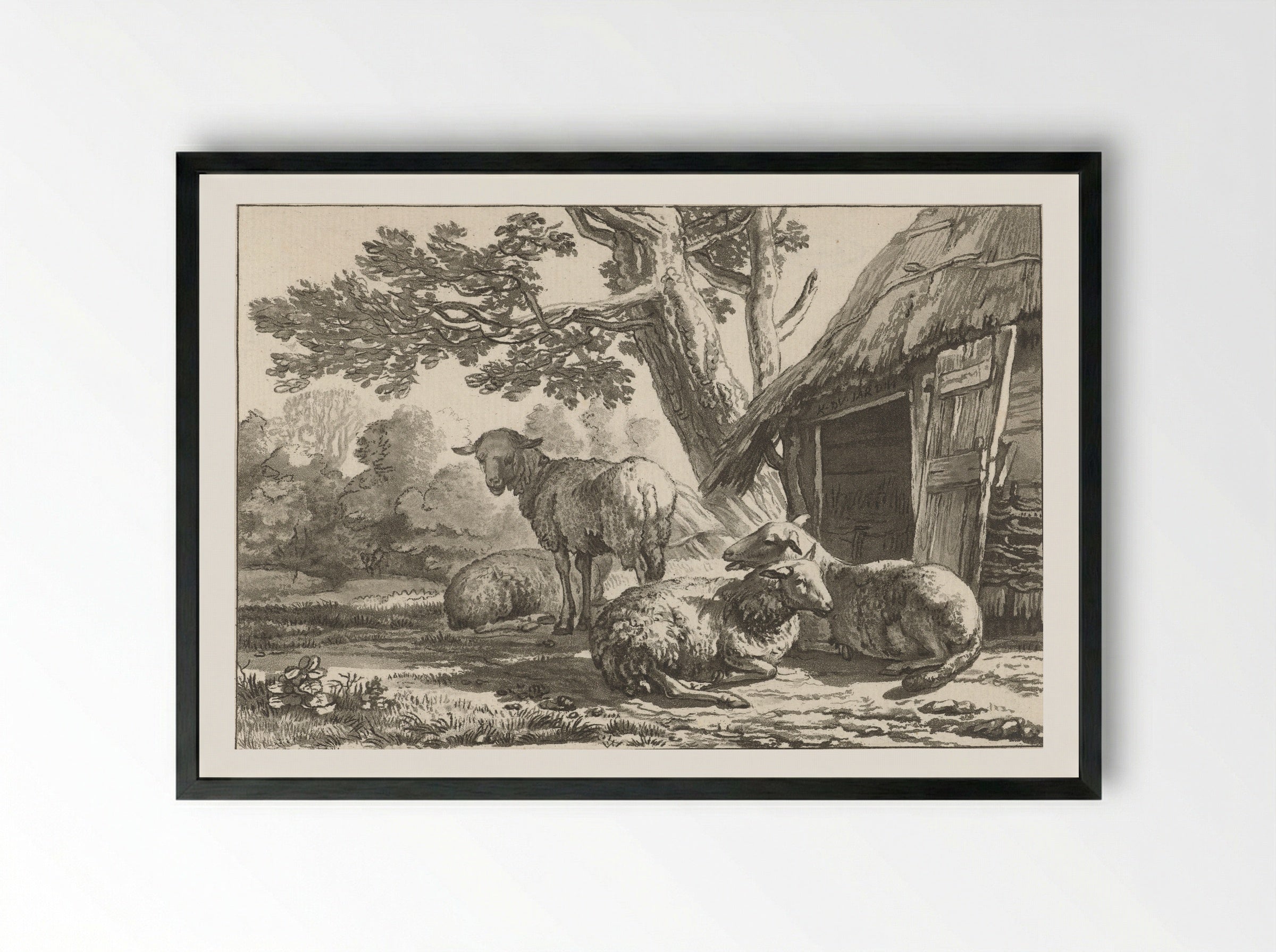Schaapskooi (Sheepfold) - Cornelis Brouwer - Framed Print Black