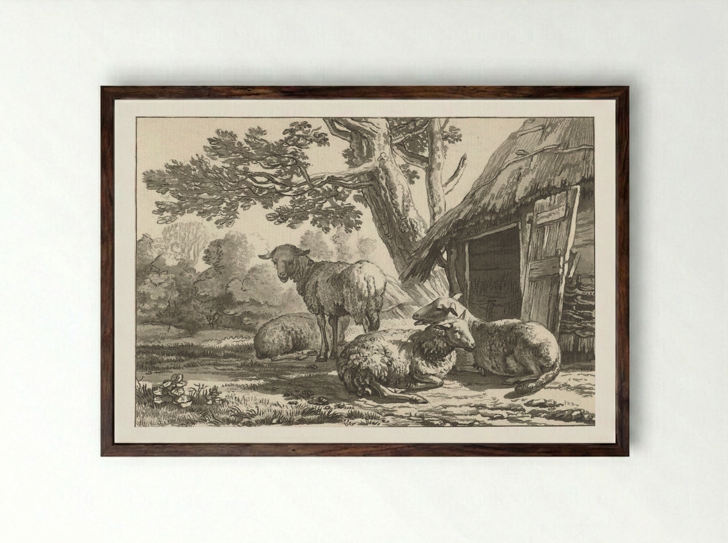 Schaapskooi (Sheepfold) - Cornelis Brouwer - Framed Print Dark Wood
