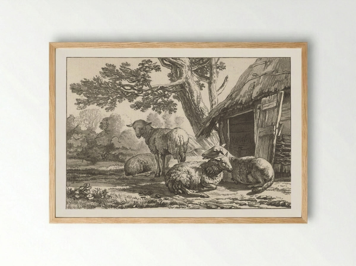 Schaapskooi (Sheepfold) - Cornelis Brouwer - Framed Print Wood