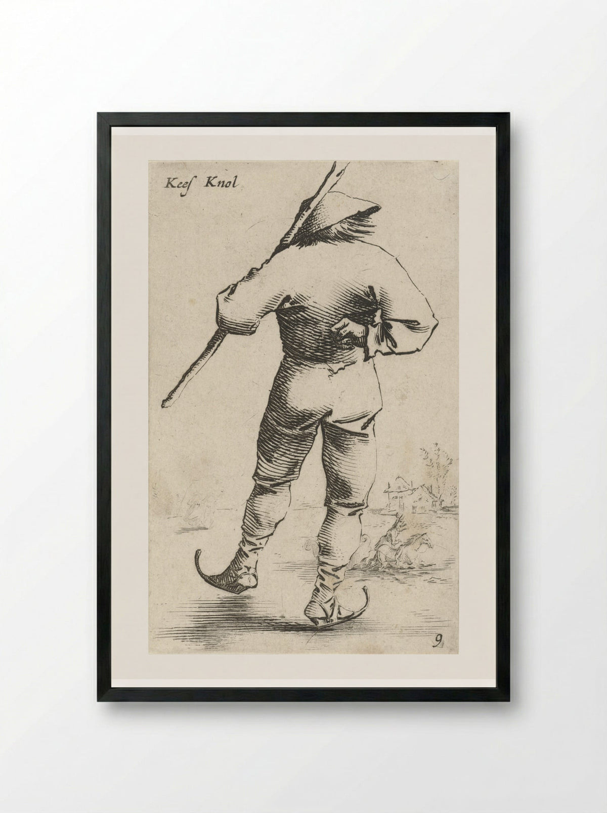 Schaatsende man, van achter gezien - Salomon Savery - Framed Print Black