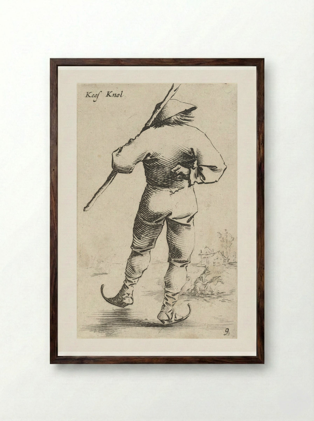 Schaatsende man, van achter gezien - Salomon Savery - Framed Print Dark Wood