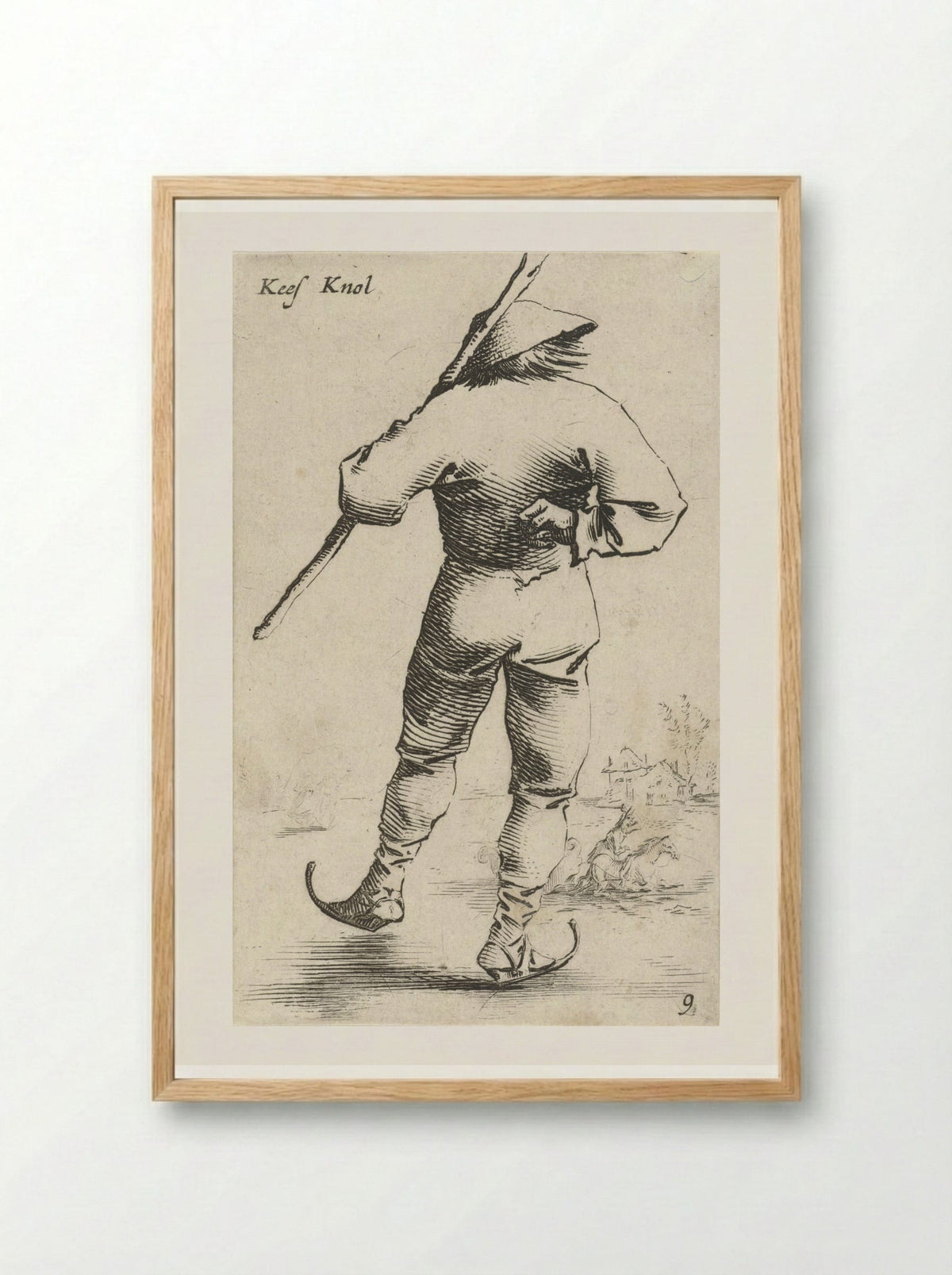 Schaatsende man, van achter gezien - Salomon Savery - Framed Print Wood
