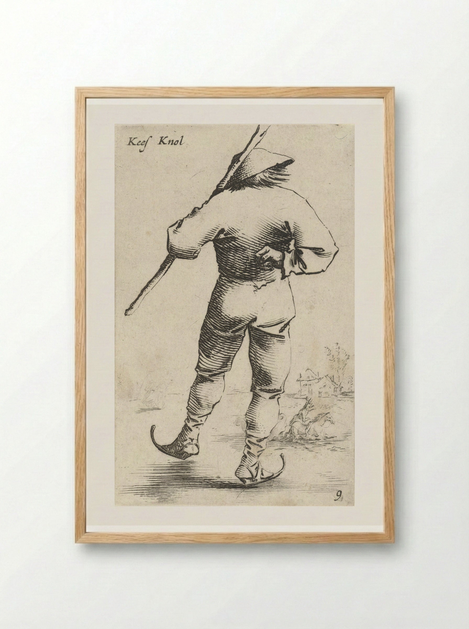 Schaatsende man, van achter gezien - Salomon Savery - Framed Print Wood