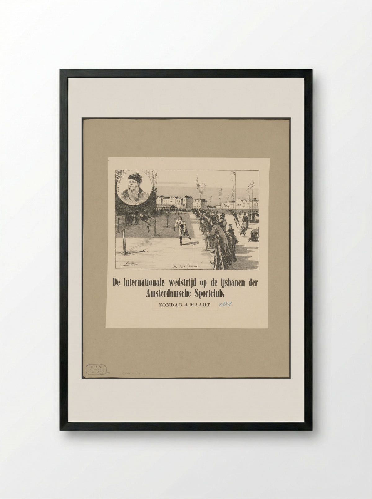 Schaatswedstrijd op de ijsbaan van de Amsterdamsche Sportclub - Nicolaas van der Waay - Framed Print Black