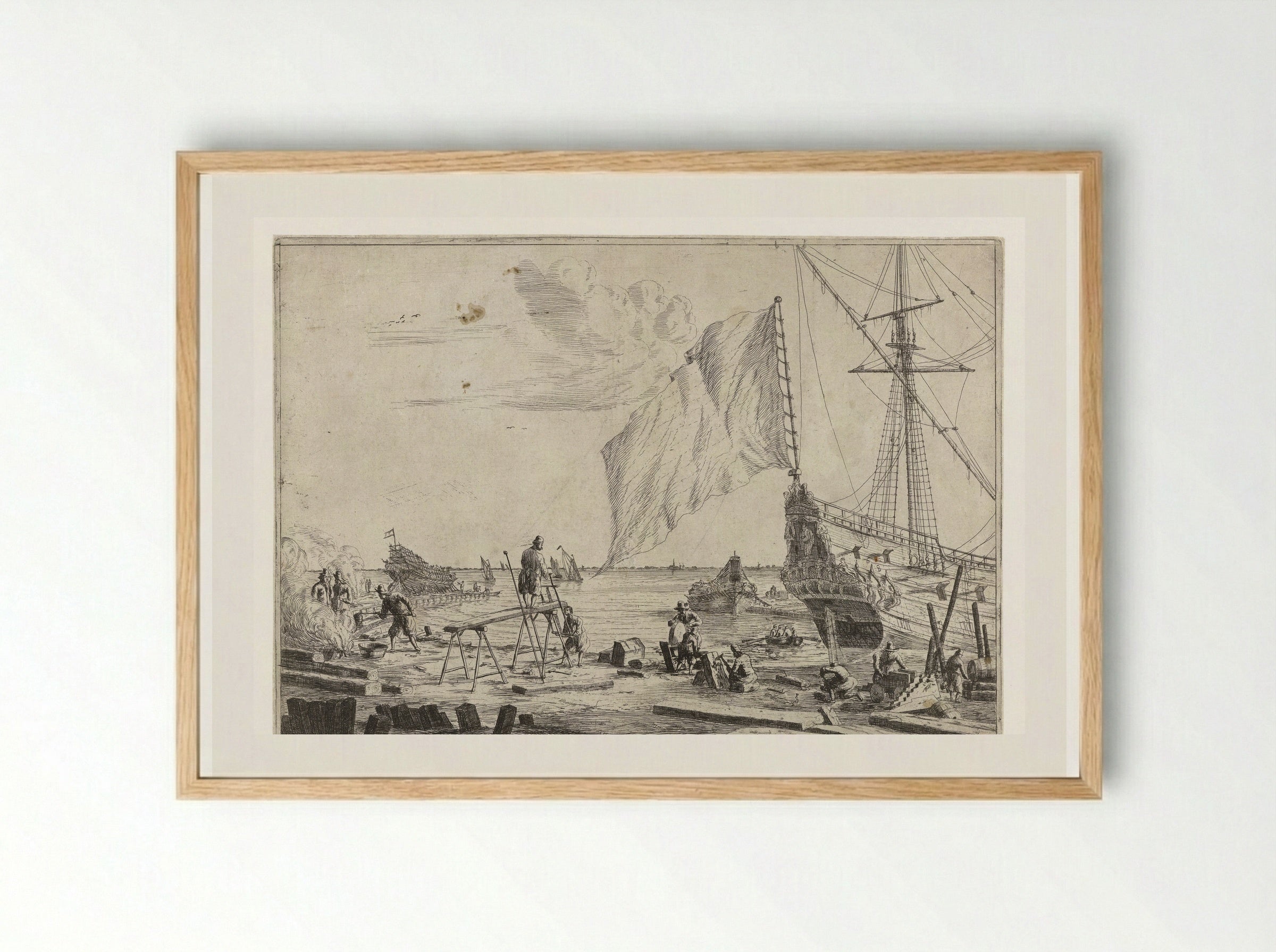 Scheepswerf (Shipyard) - Reinier Nooms - Framed Print Wood
