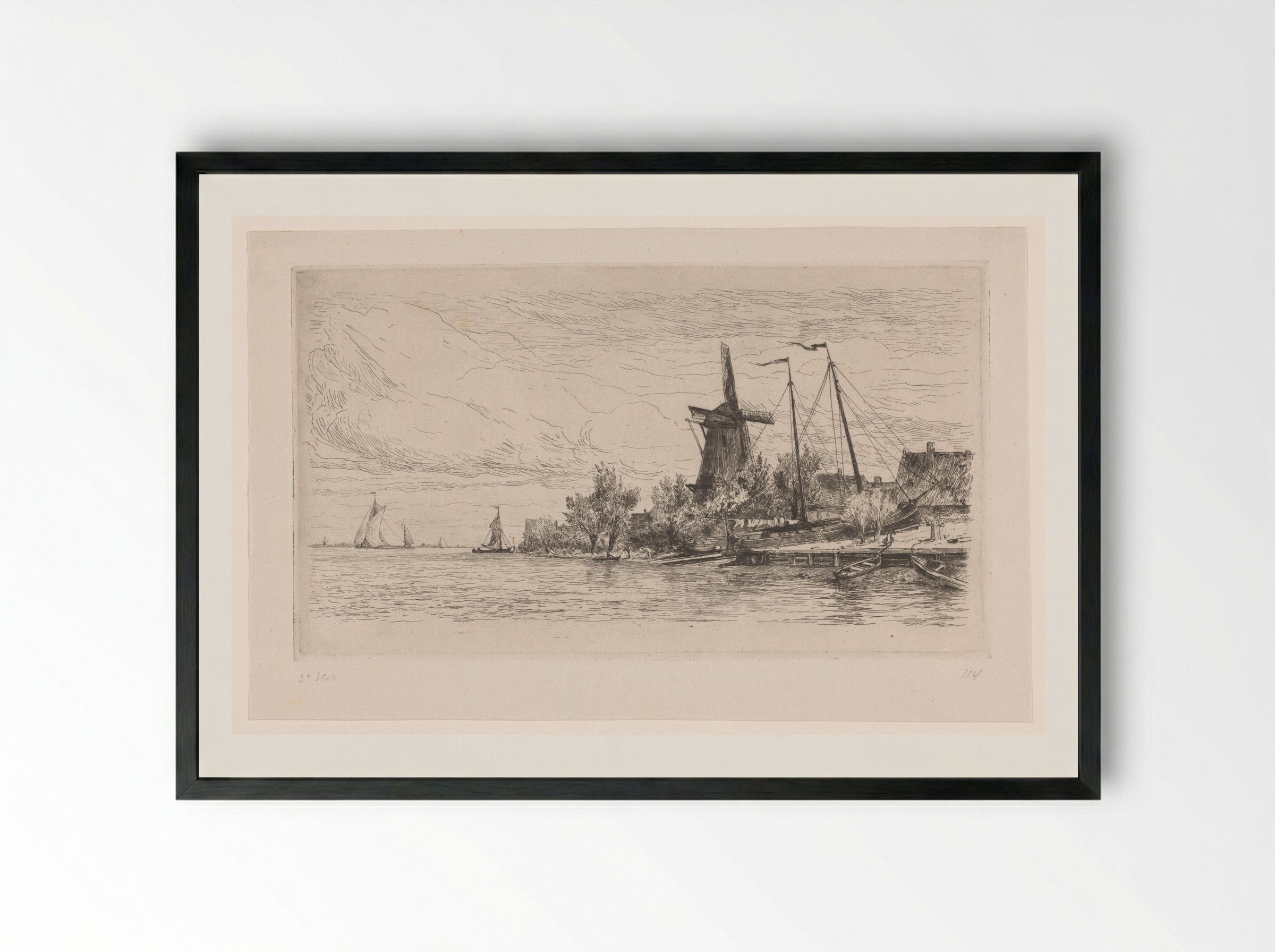 Scheepswerf in Papendrecht - Carel Nicolaas Storm van 's-Gravesande - Framed Print Black