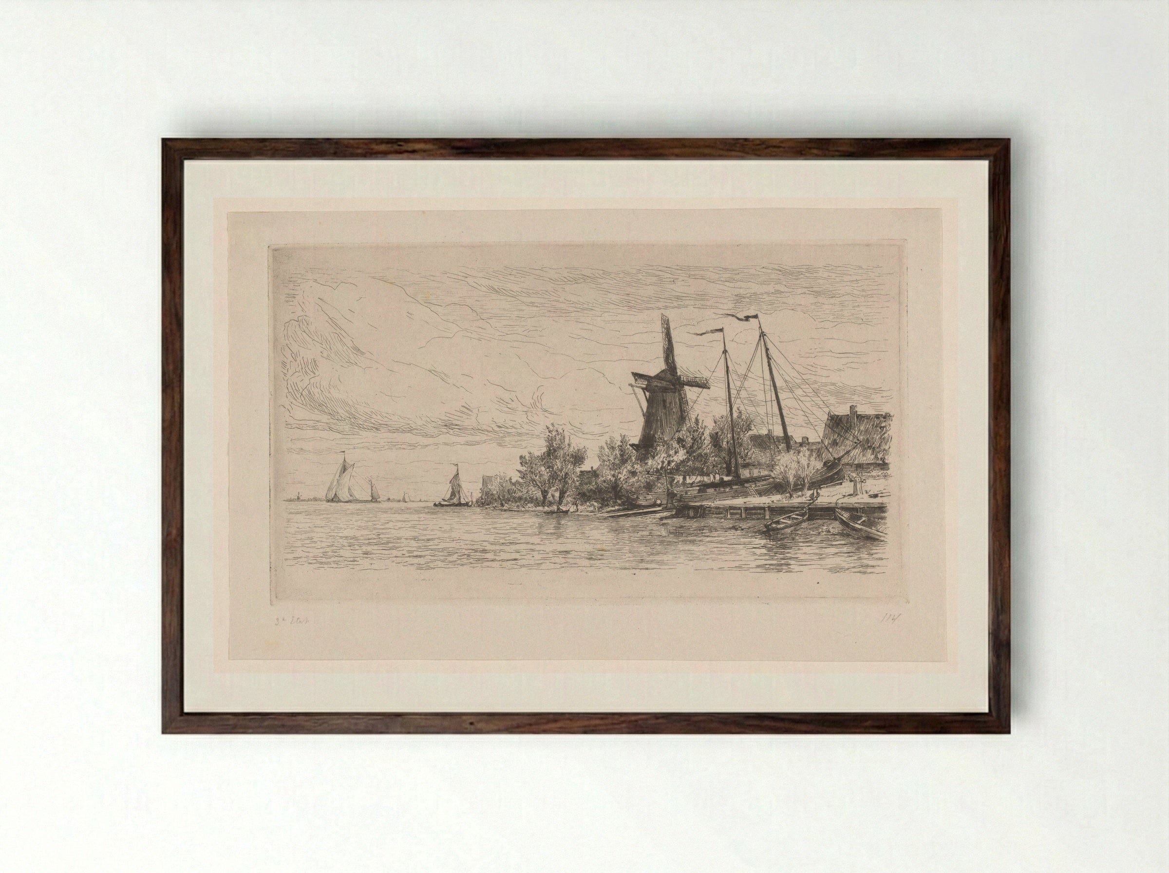 Scheepswerf in Papendrecht - Carel Nicolaas Storm van 's-Gravesande - Framed Print Dark Wood