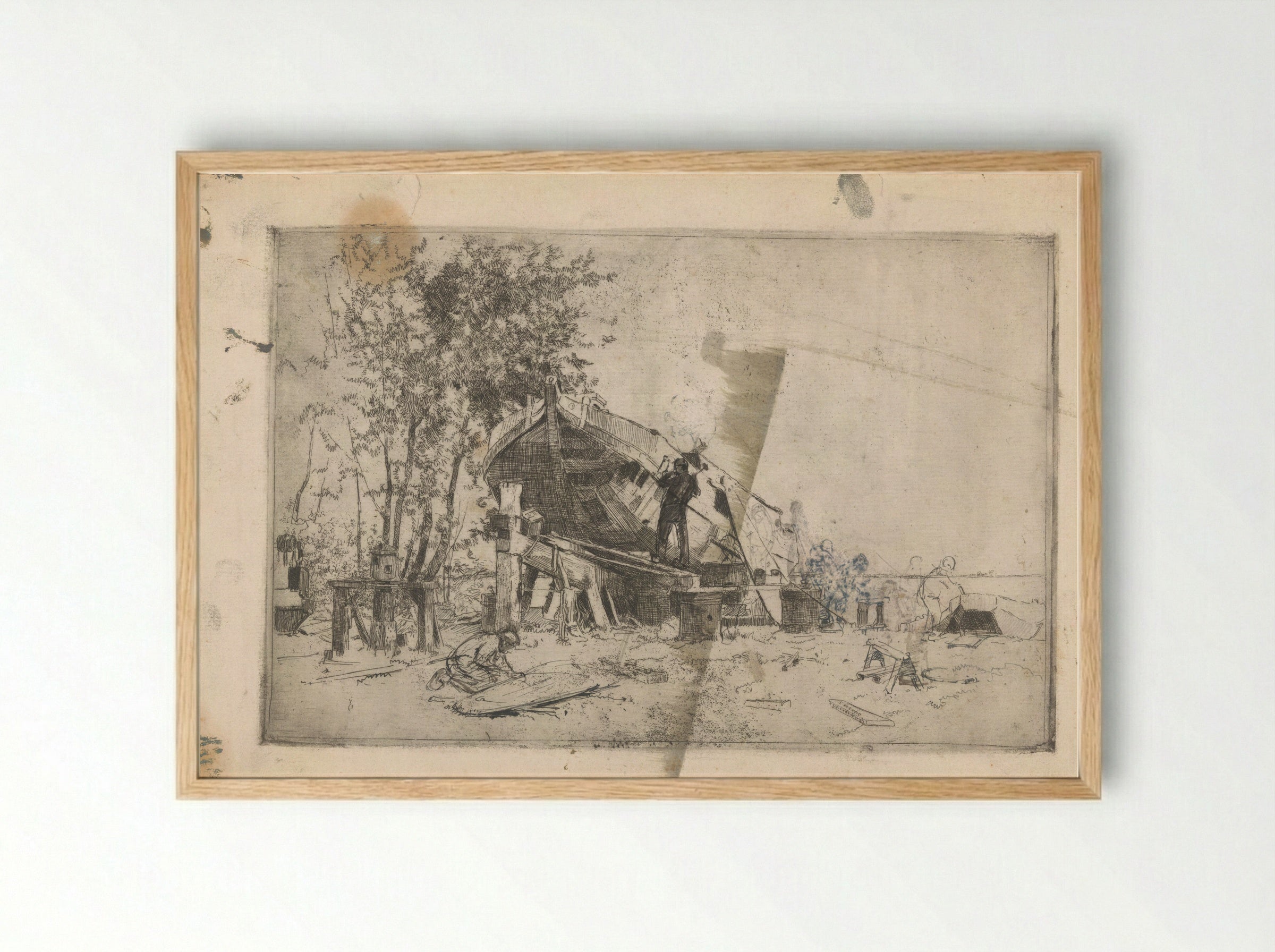 Scheepswerf - Cornelis Vreedenburgh - Framed Print Wood