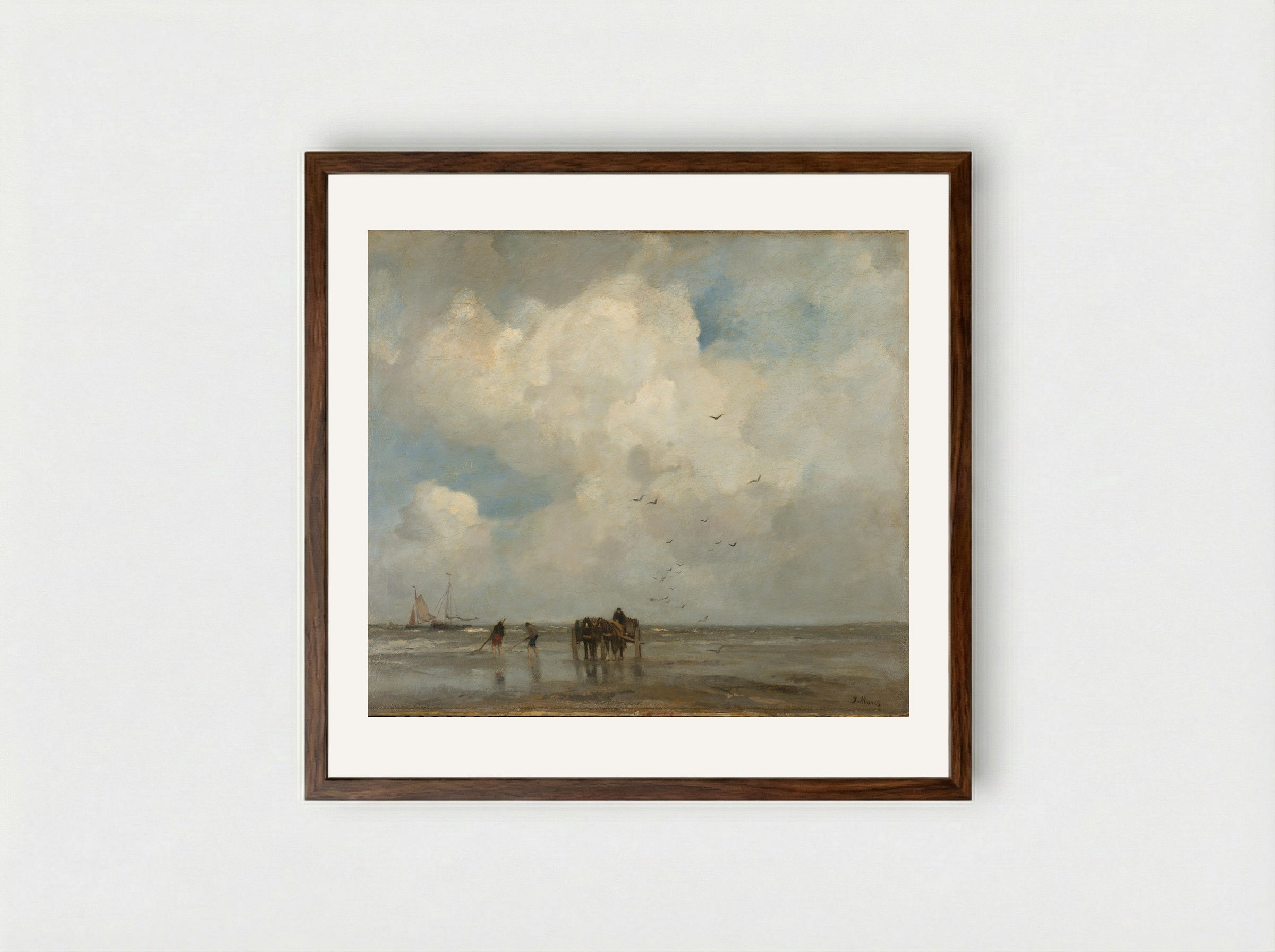 Schelpenvissers - Jacob Maris - Framed Print Dark Wood