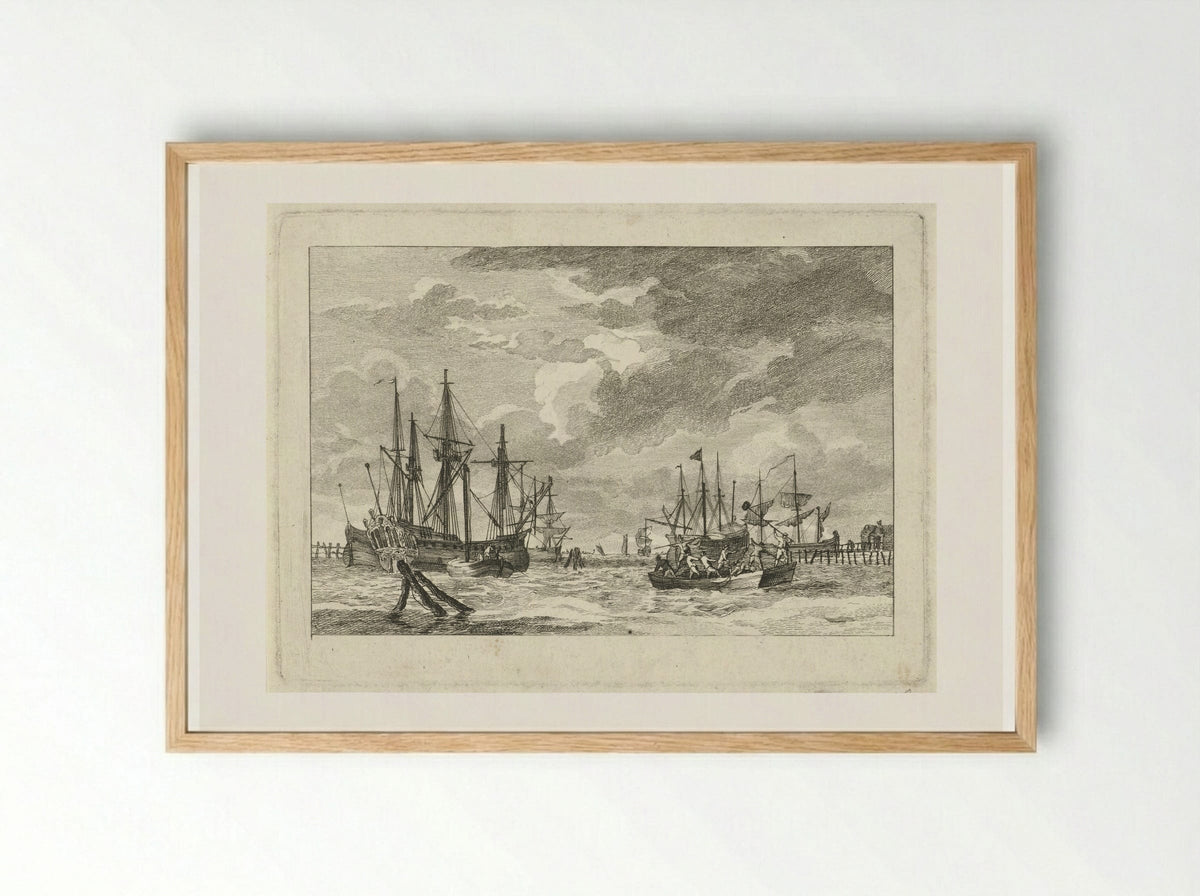 Schepen en sloepen in een haven - Gerrit Groenewegen - Framed Print Wood