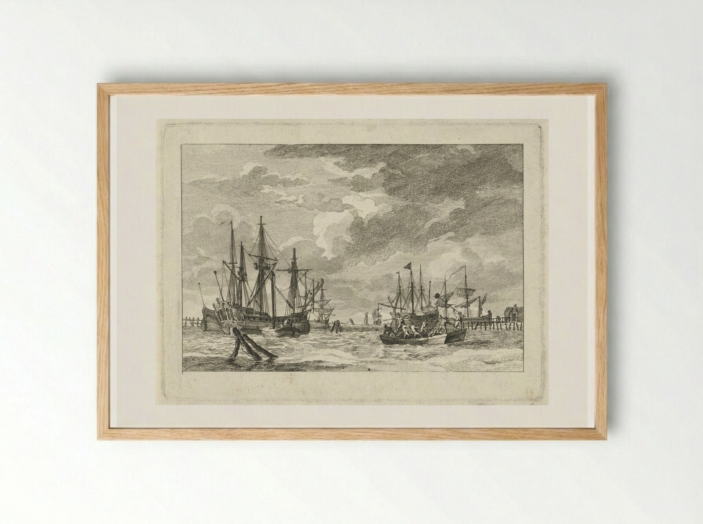 Schepen en sloepen in een haven - Gerrit Groenewegen - Framed Print Wood