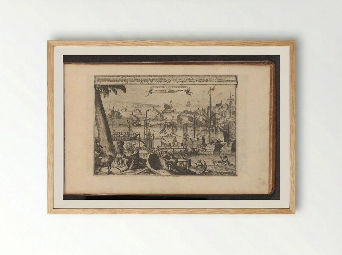 Schepen en speeljachten - Romeyn de Hooghe - Framed Print Wood