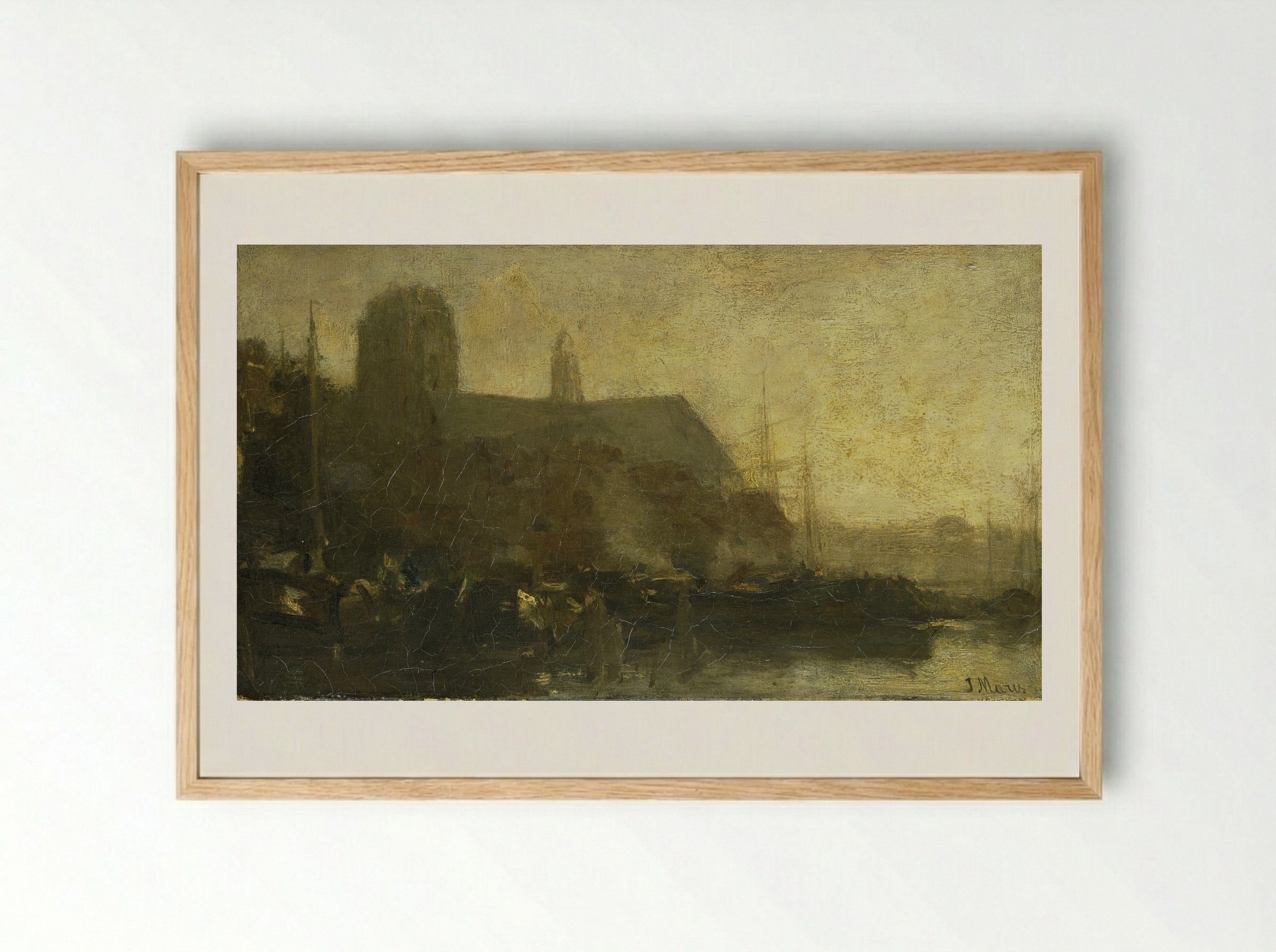 Schepen in de haven van Dordrecht - Jacob Maris - Framed Print Wood