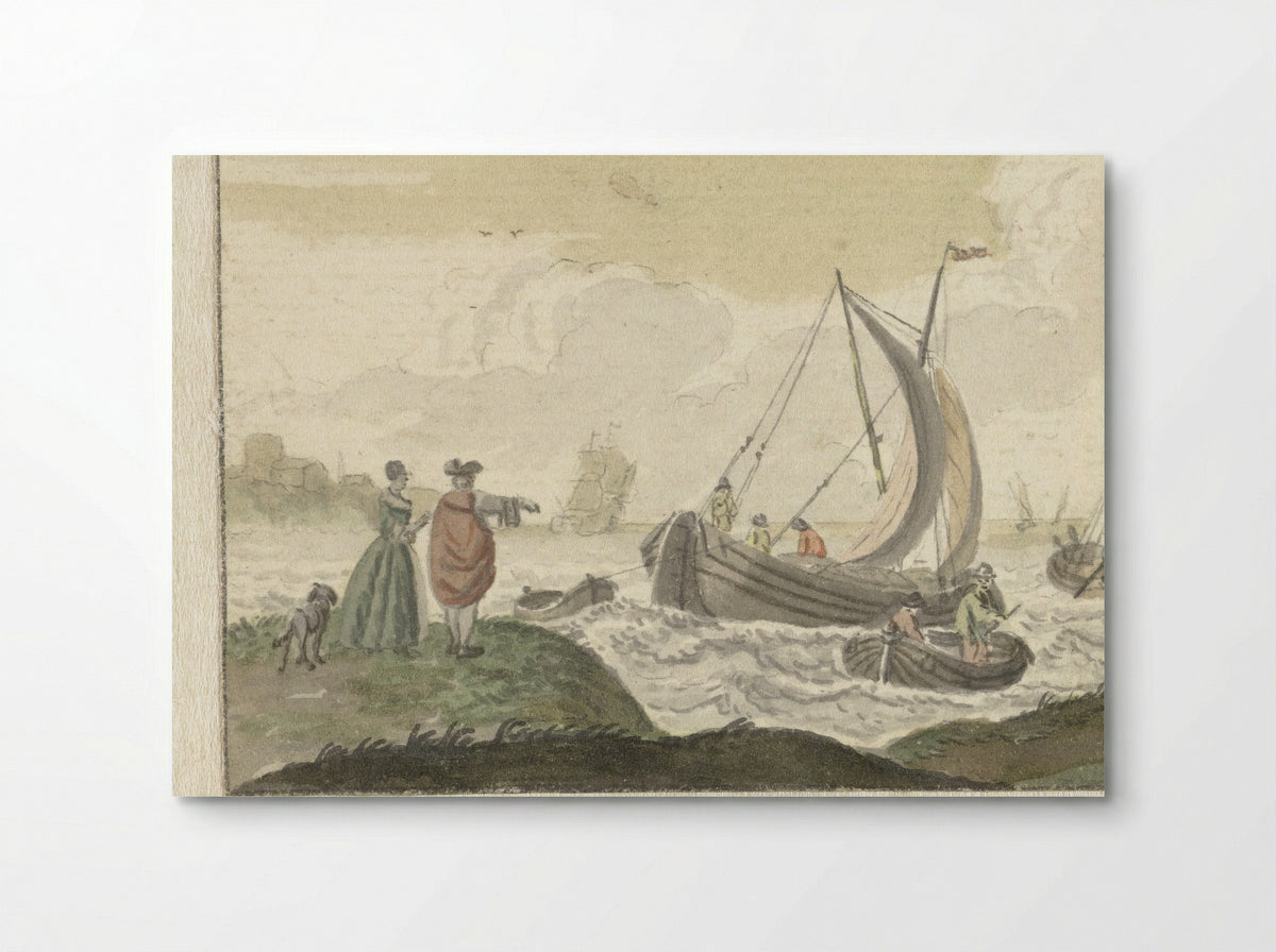 Schepen op een winderige rivier - Nicolaes Aartman - Poster