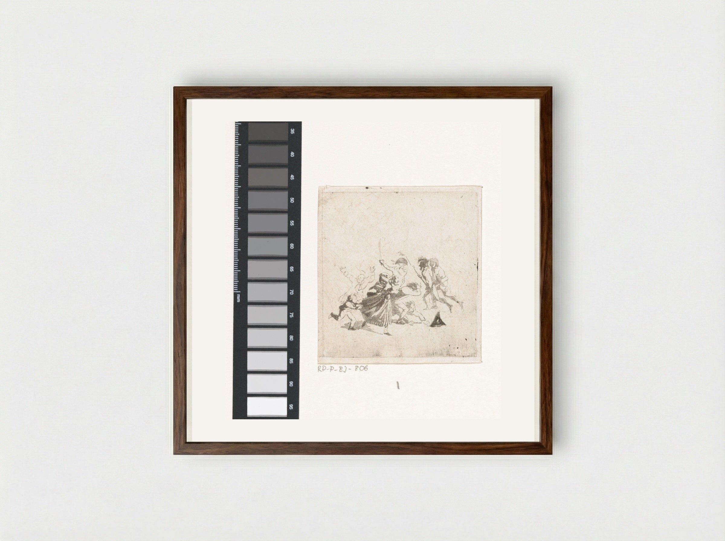 Schermutseling tussen soldaten - Joannes Bemme - Framed Print Dark Wood