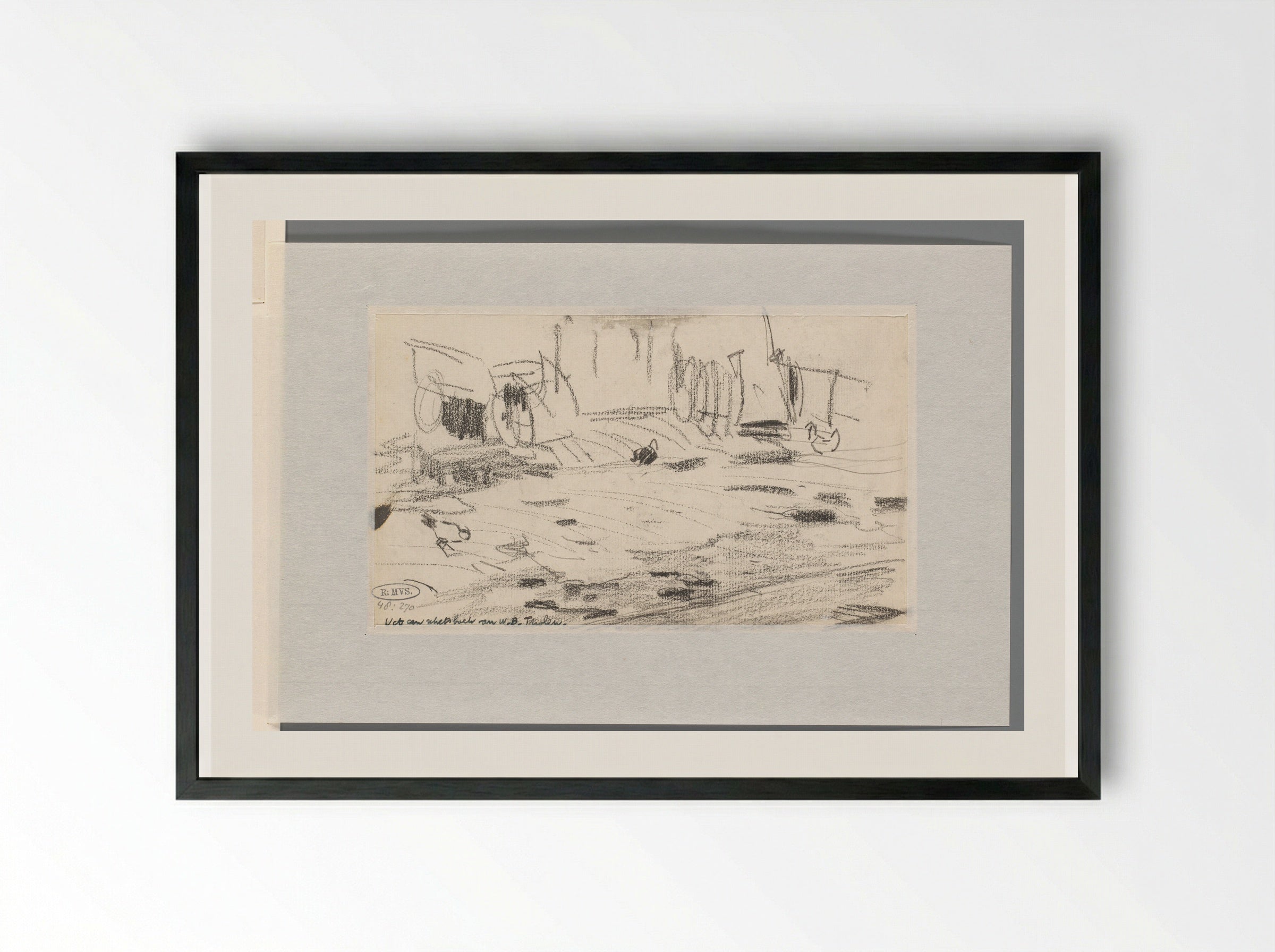 Schets met meeuw (Sketch with Gull) - Willem Bastiaan Tholen - Framed Print Black