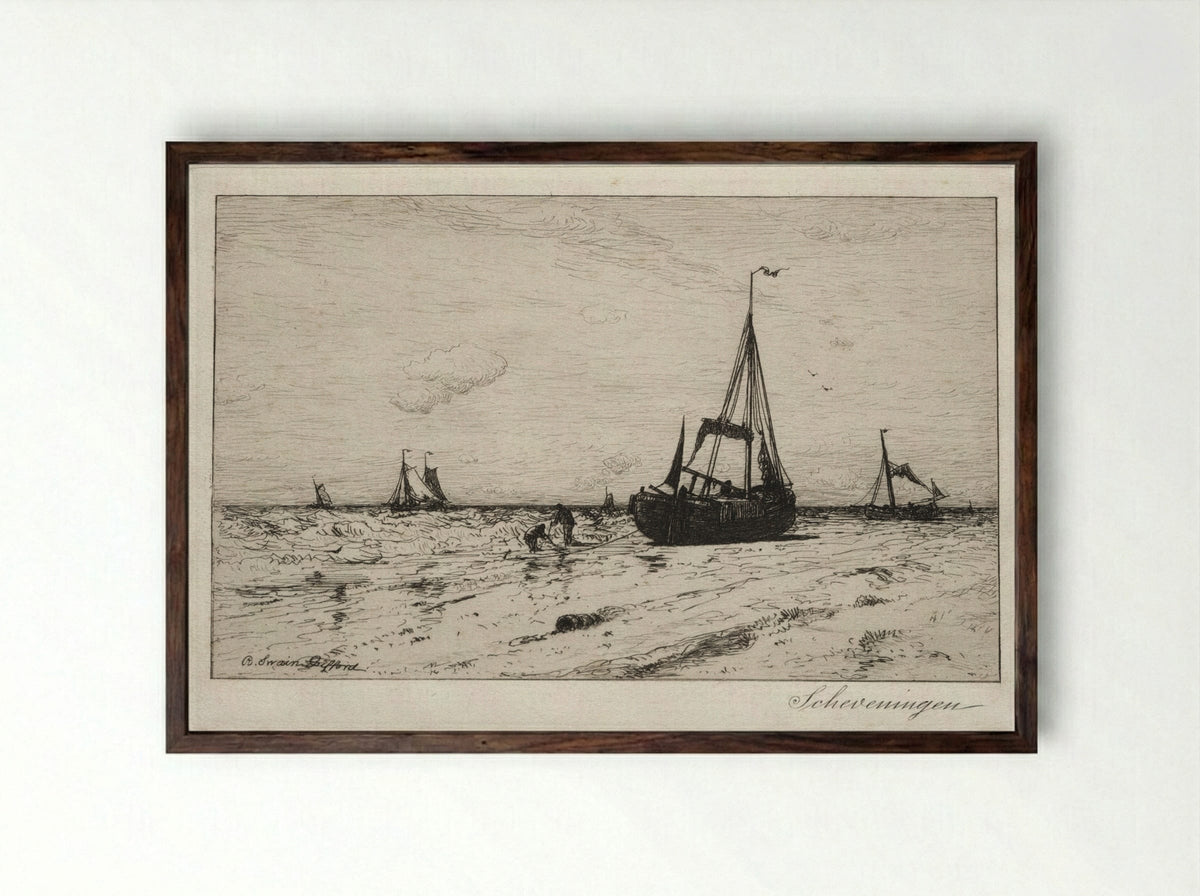 Scheveningen - Robert Swain Gifford - Framed Print Dark Wood