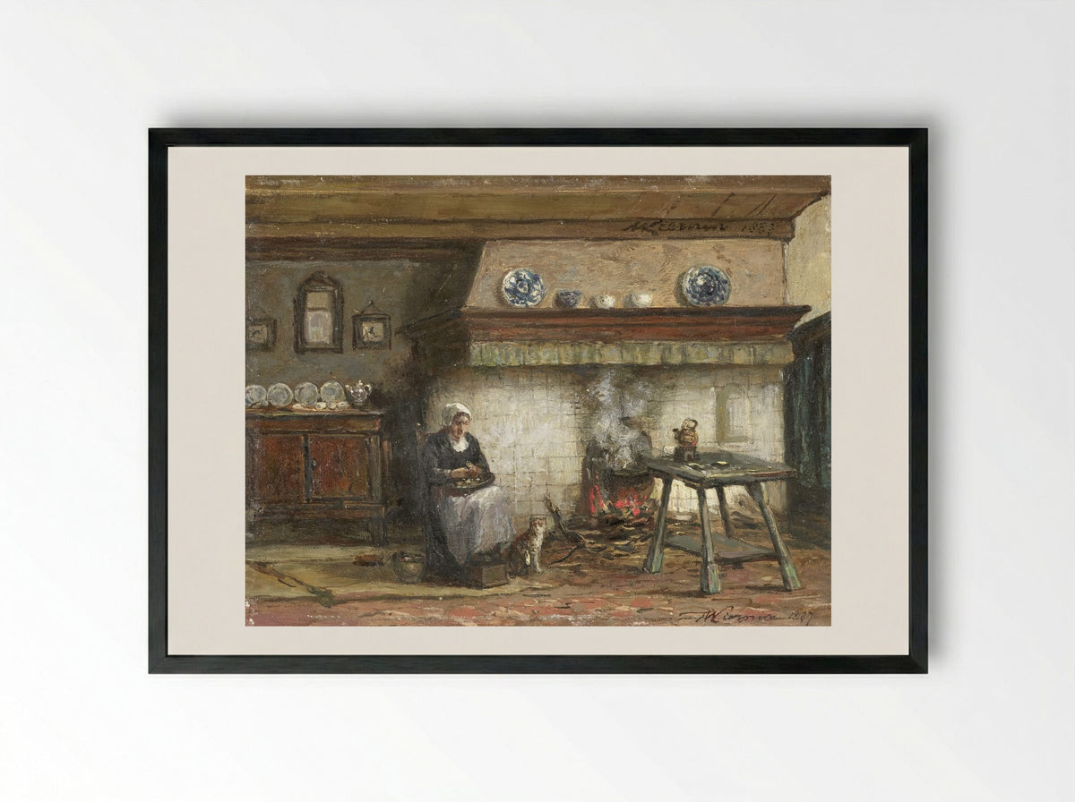 Schevenings binnenhuis - Willem Adriaan Alexander Liernur - Framed Print Black