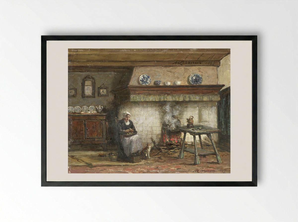 Schevenings binnenhuis - Willem Adriaan Alexander Liernur - Framed Print Black