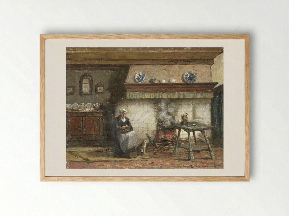 Schevenings binnenhuis - Willem Adriaan Alexander Liernur - Framed Print Wood
