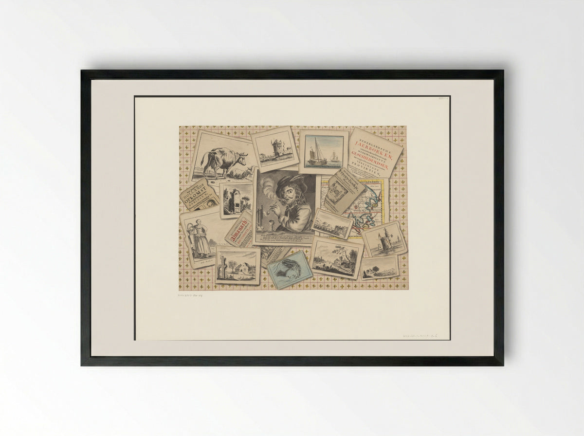 Schijnbedrieger met de Pissende koe van Paulus Potter - D.F. Robart - Framed Print Black