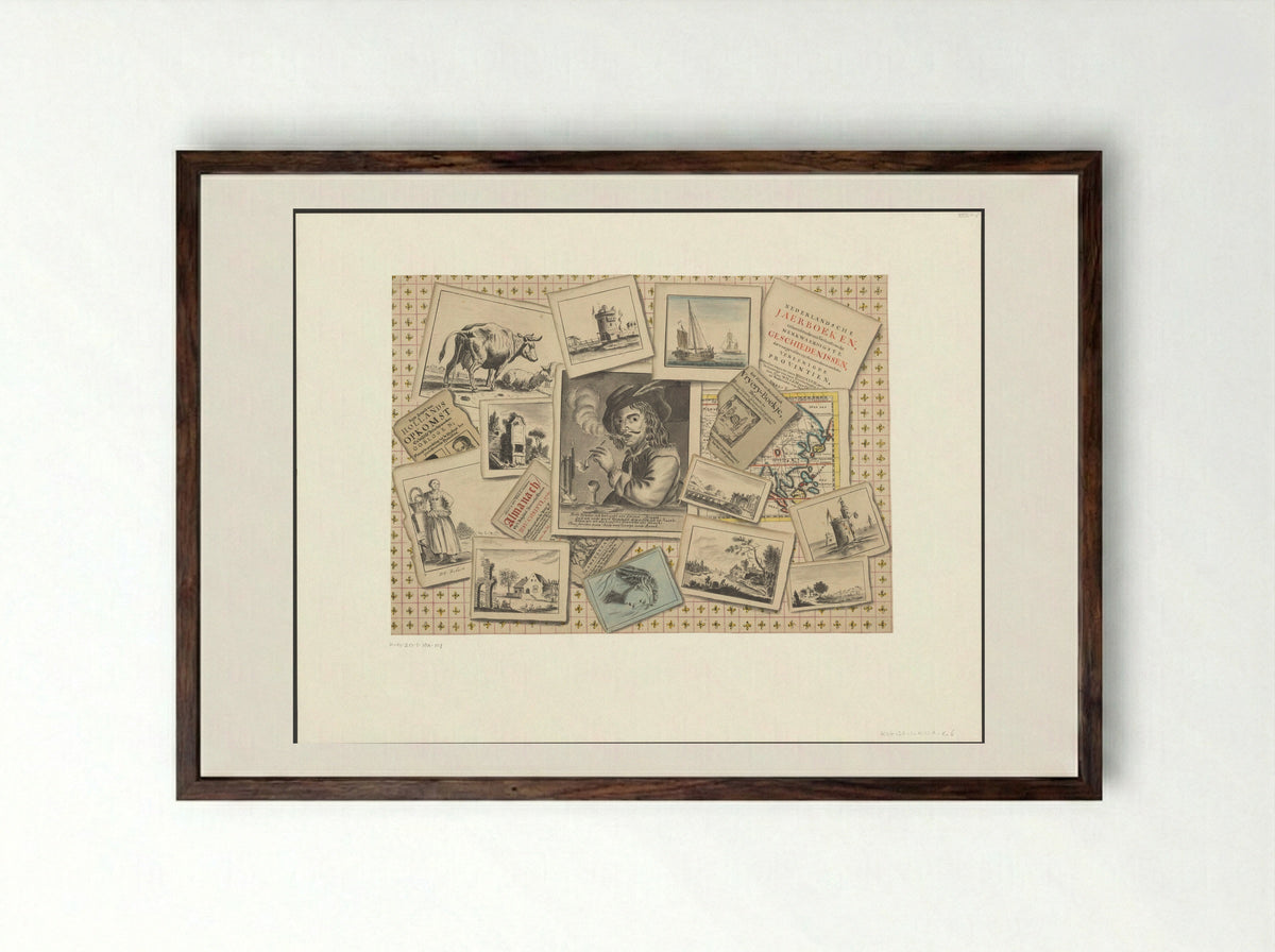 Schijnbedrieger met de Pissende koe van Paulus Potter - D.F. Robart - Framed Print Dark Wood