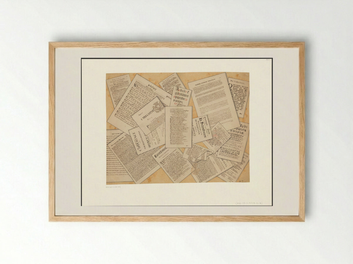 Schijnbedrieger met de Utrechtsche Courant en andere documenten - van Zuylen - Framed Print Wood