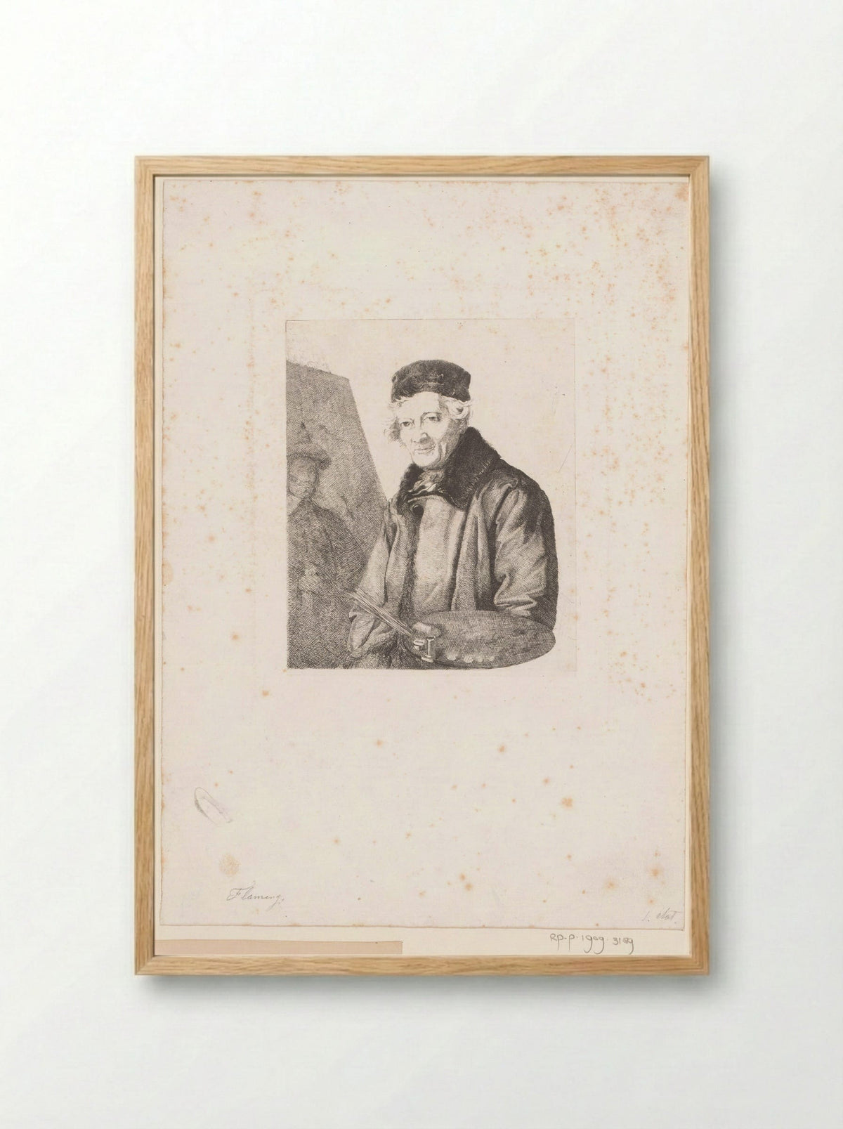 Schilder met palet bij zijn ezel - Léopold Flameng - Framed Print Wood