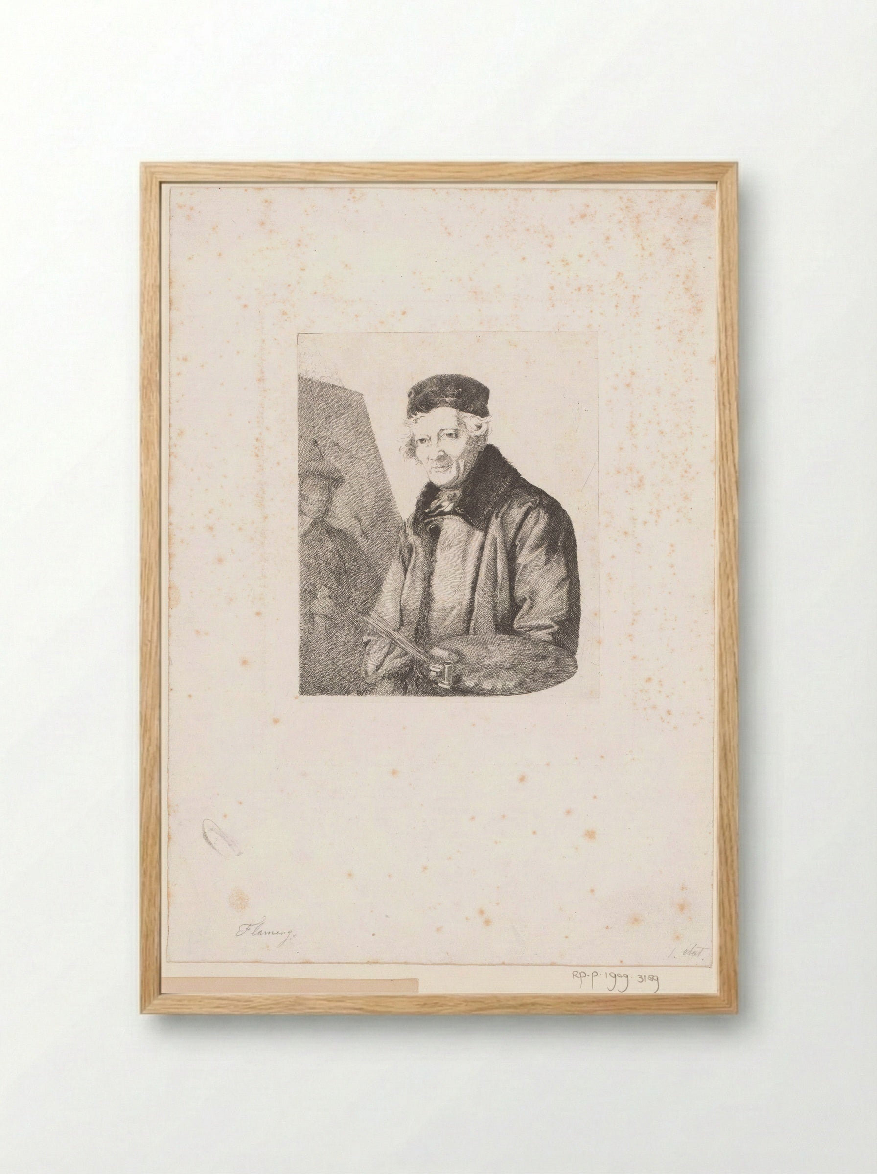 Schilder met palet bij zijn ezel - Léopold Flameng - Framed Print Wood