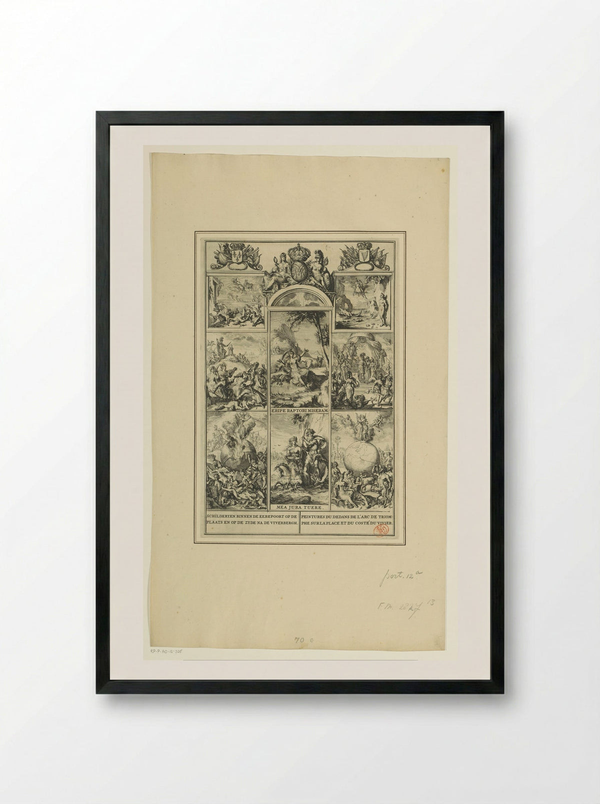 Schilderijen op de triomfoog op de Plaats - Romeyn de Hooghe - Framed Print Black