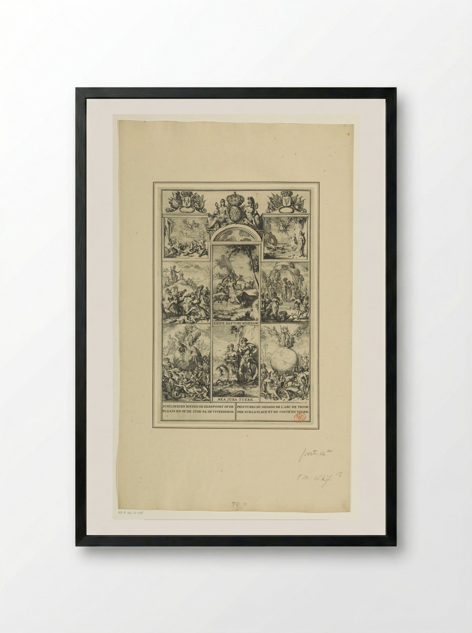 Schilderijen op de triomfoog op de Plaats - Romeyn de Hooghe - Framed Print Black