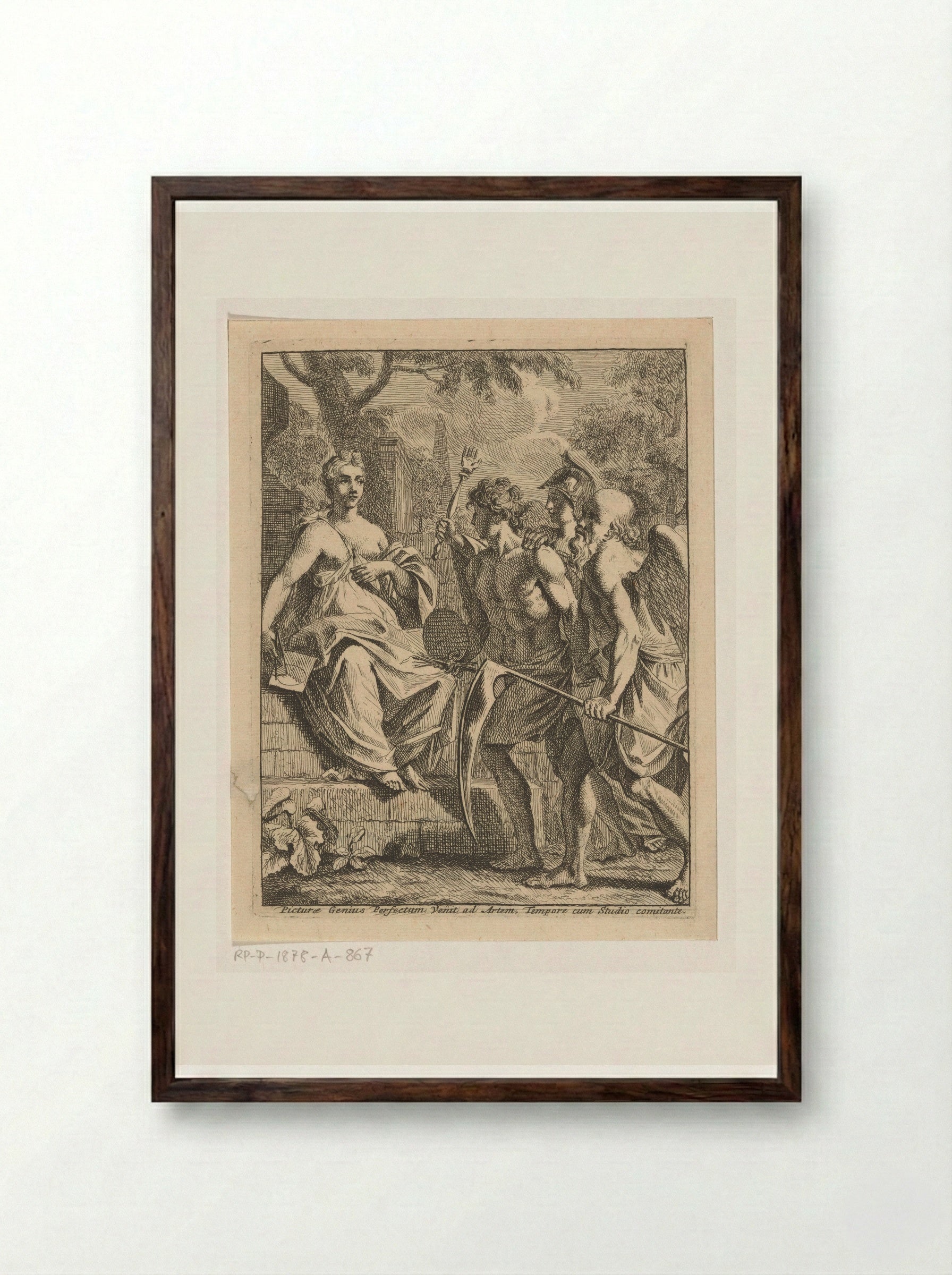 Schilderkunst wordt door Vader Tijd naar de Volmaaktheid gebracht - Louis Fabritius Dubourg - Framed Print Dark Wood