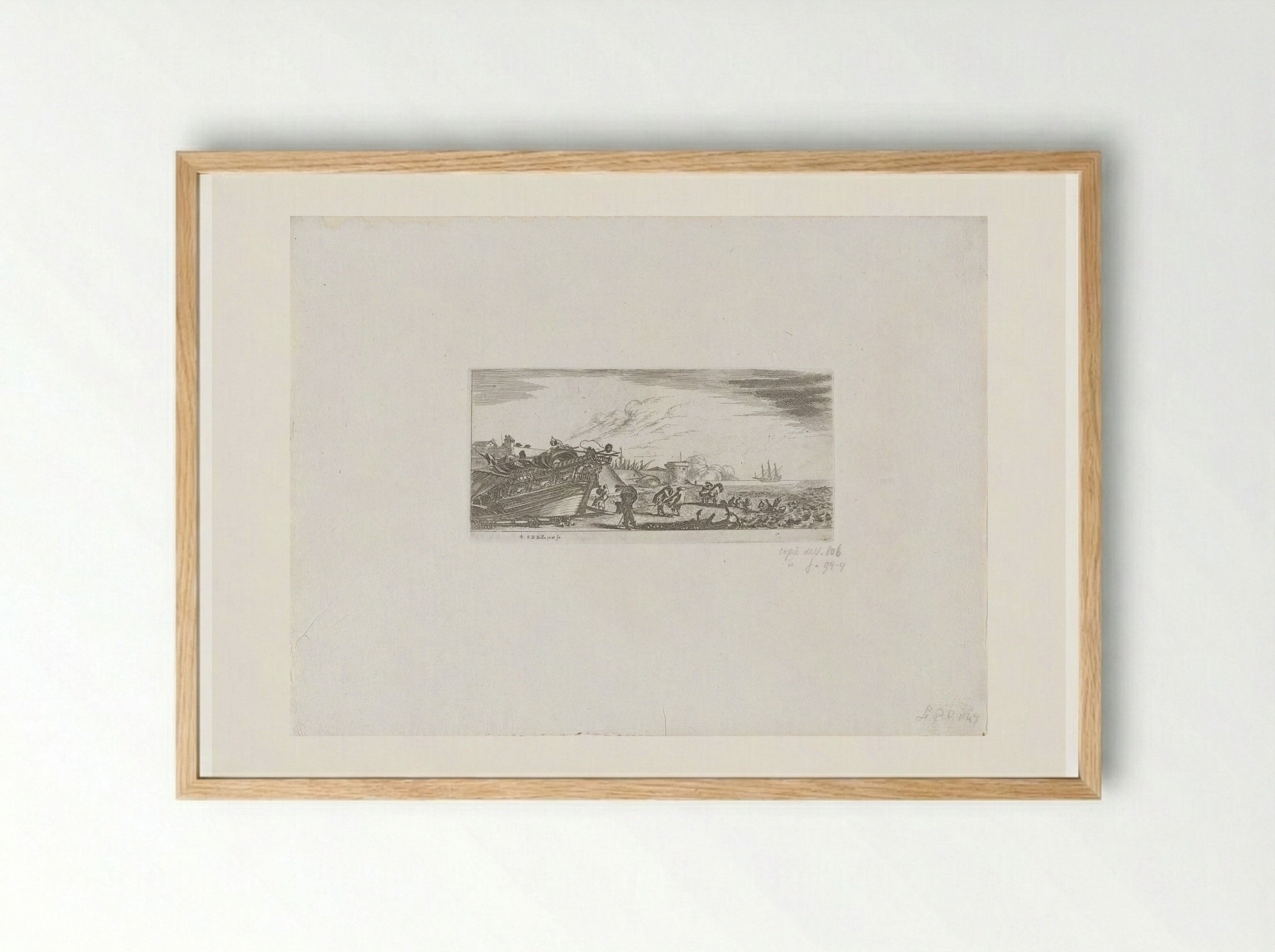 Schip bij een steiger (Ship at a Quay) - Giovanni Giacomo de' Rossi - Framed Print Wood