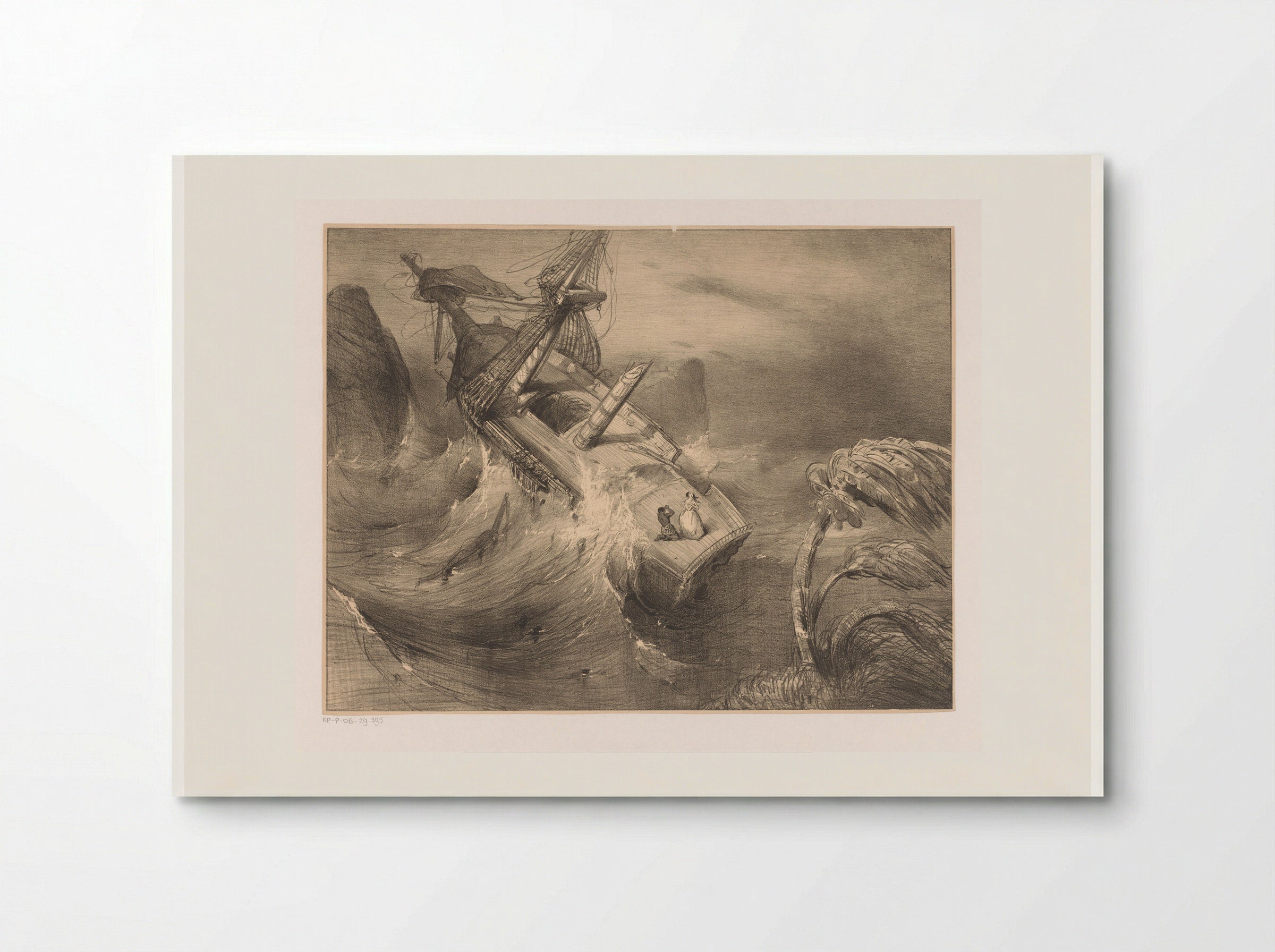 Schip in nood bij hevige storm - Charles Rochussen - Poster