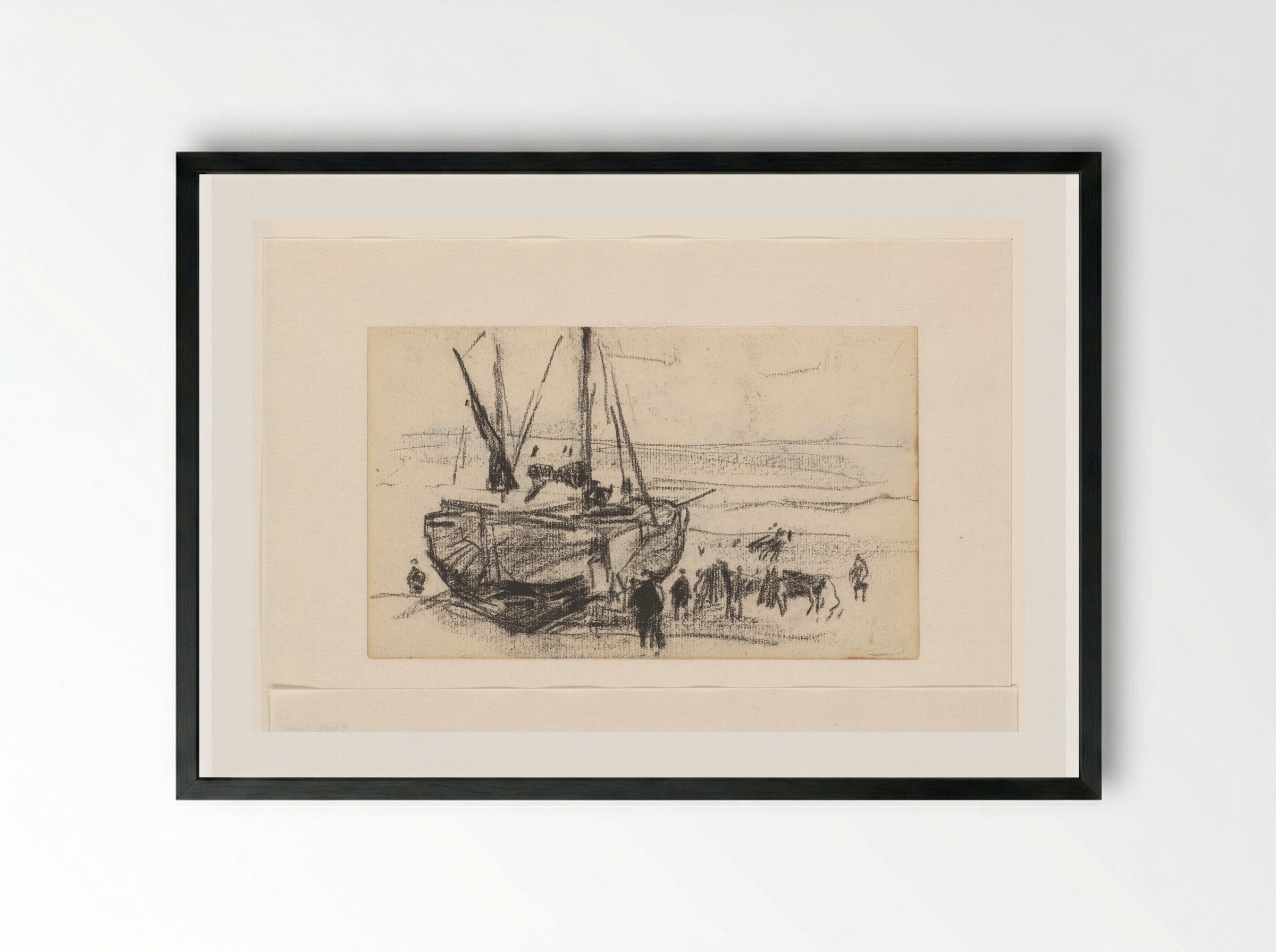 Schip op het strand - Willem Bastiaan Tholen - Framed Print Black
