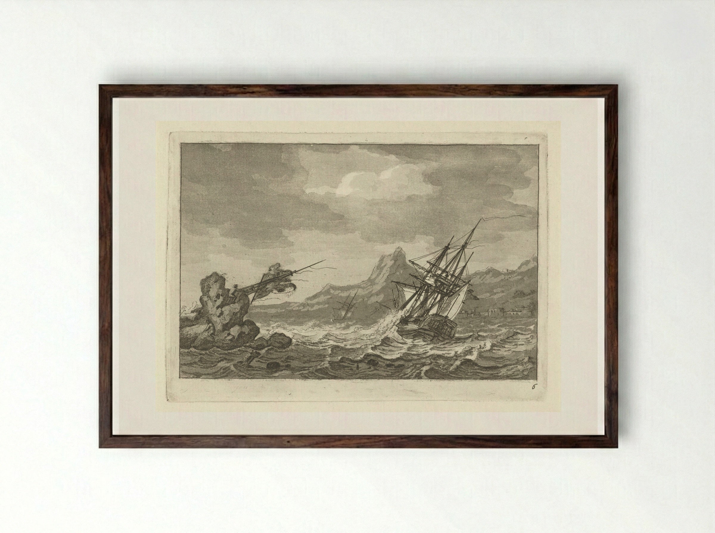 Schipbreuk - Gerrit Groenewegen - Framed Print Dark Wood