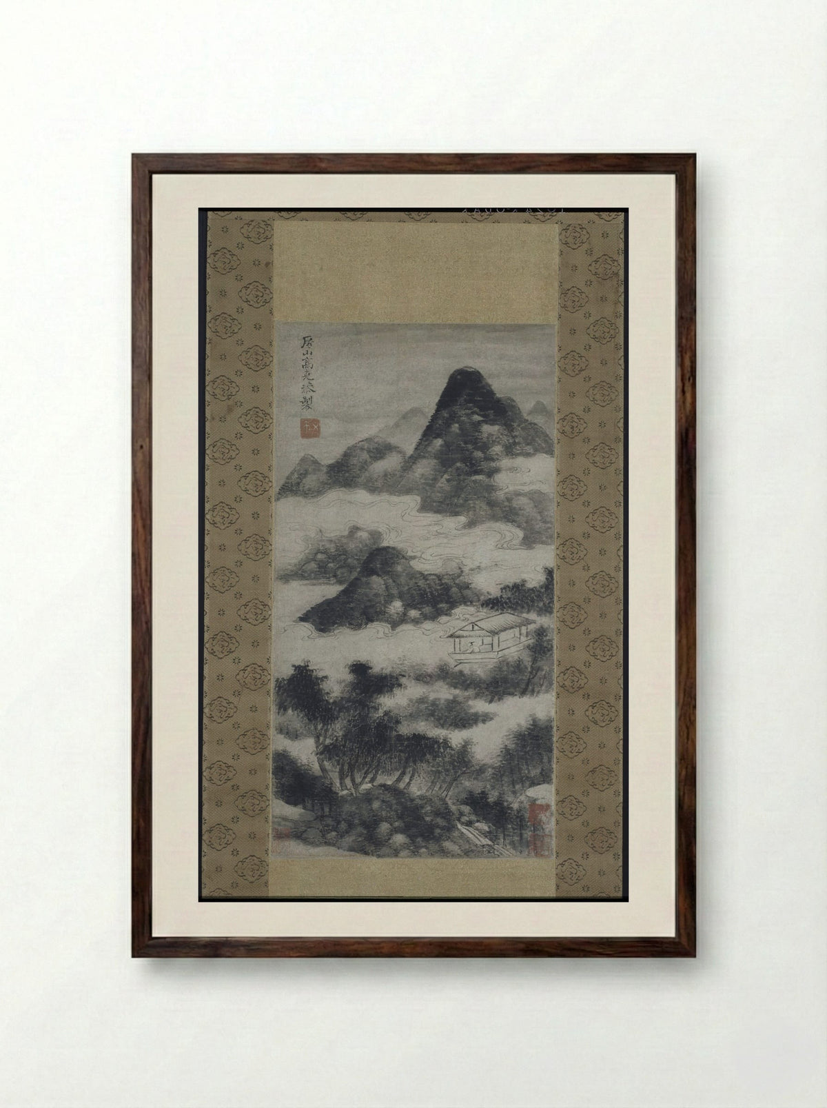 Scholar in Landscape - Gao Kekong - Framed Print Dark Wood