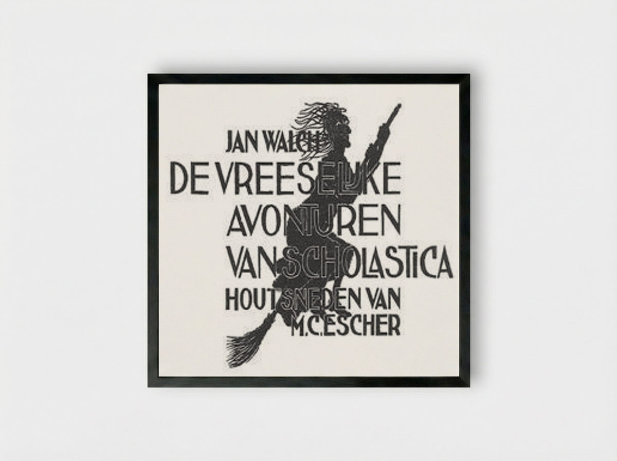 Scholastica (Book Cover) - M.C. Escher - Framed Print Black