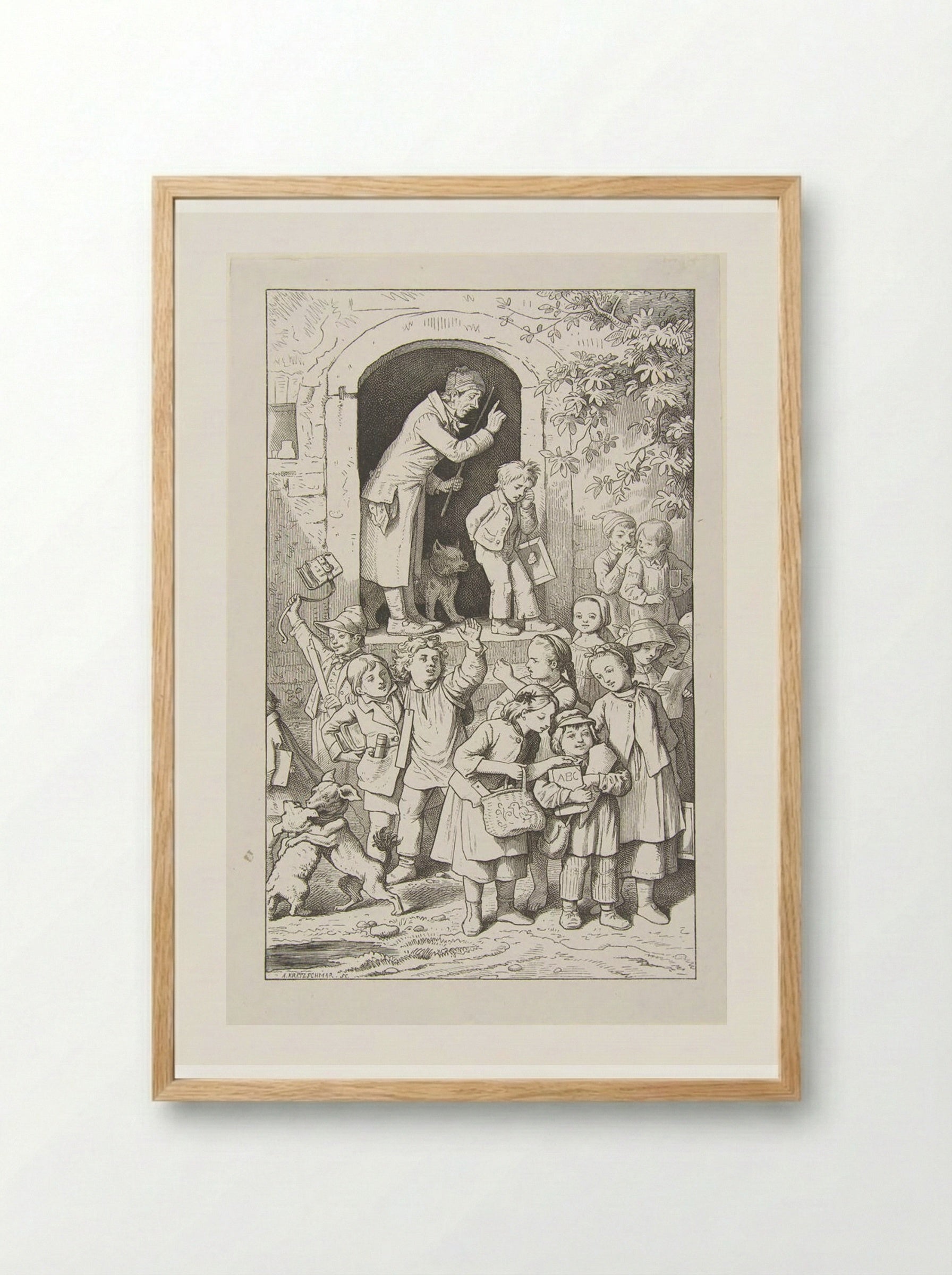 School is Out - Adrian Ludwig Richter - Framed Print Wood
