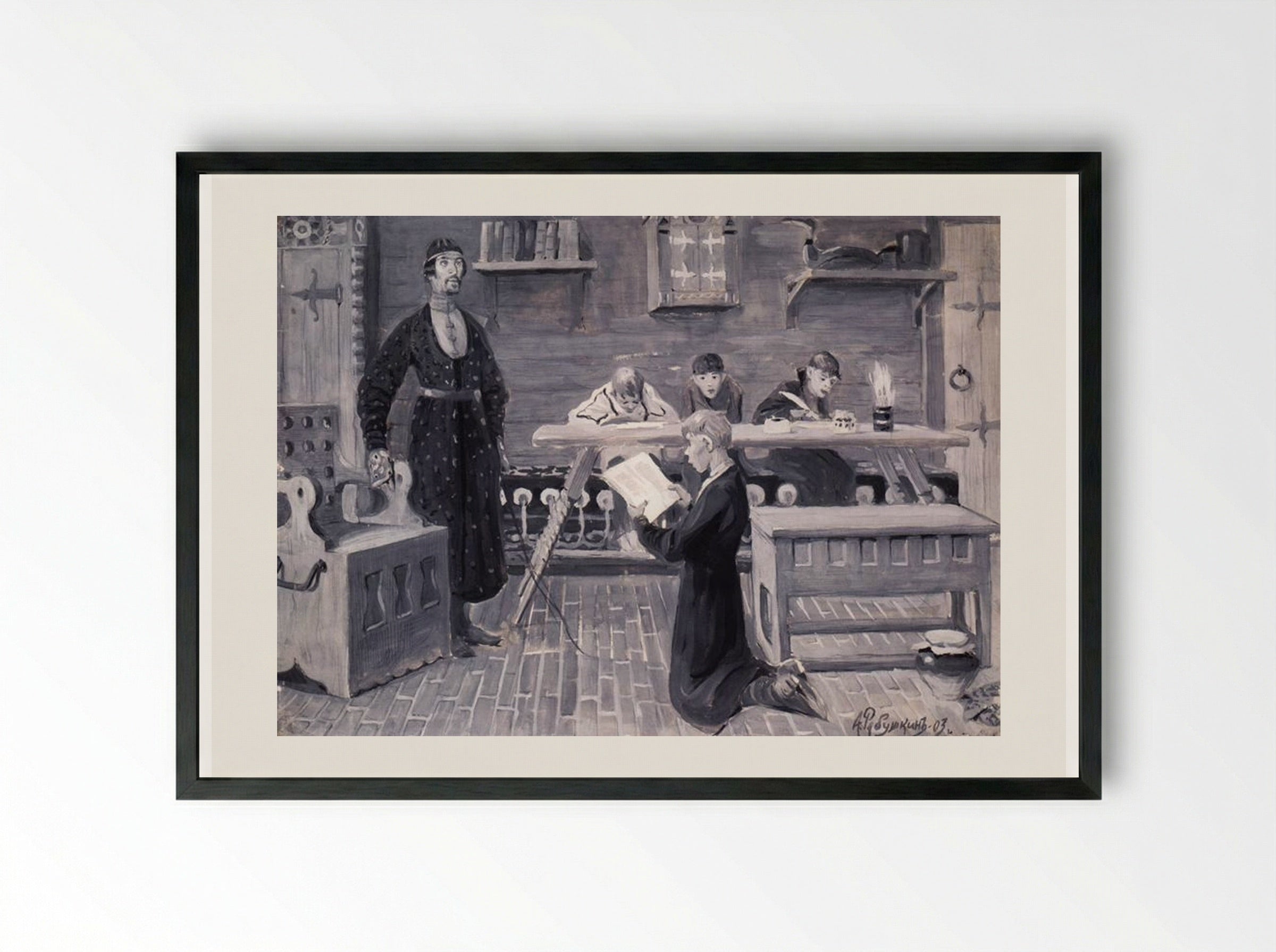 School of the XVII Century - Andrei Ryabushkin - Framed Print Black