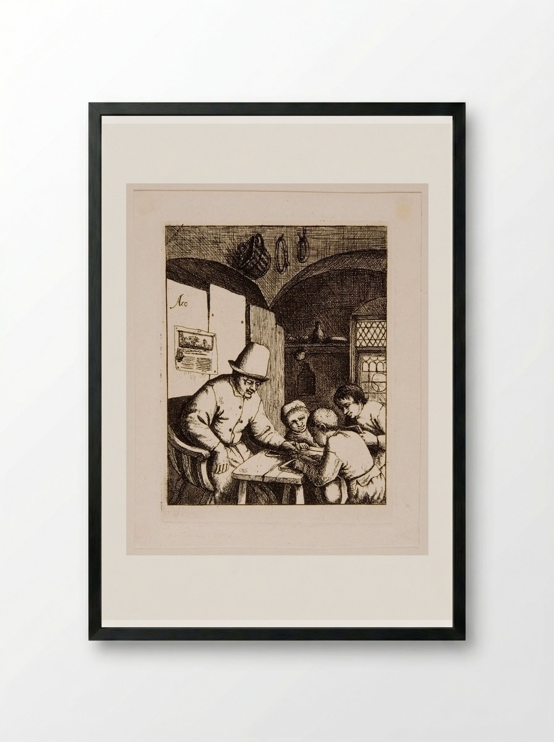 School (second plate) - David Deuchar - Framed Print Black