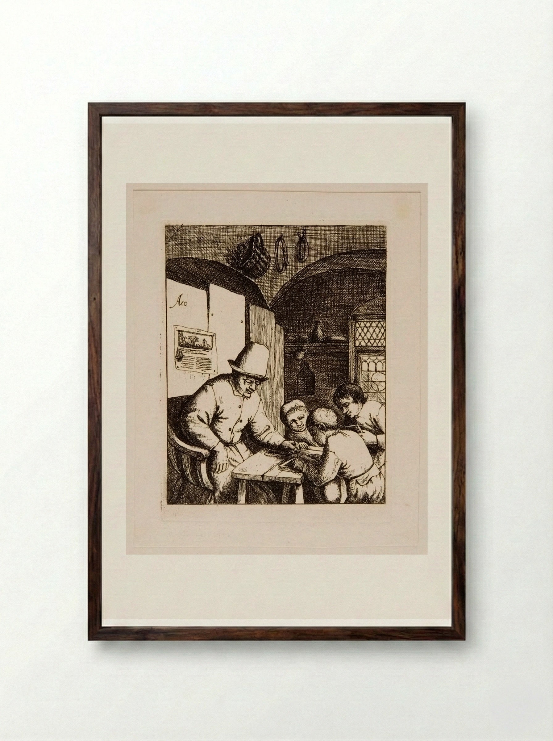 School (second plate) - David Deuchar - Framed Print Dark Wood