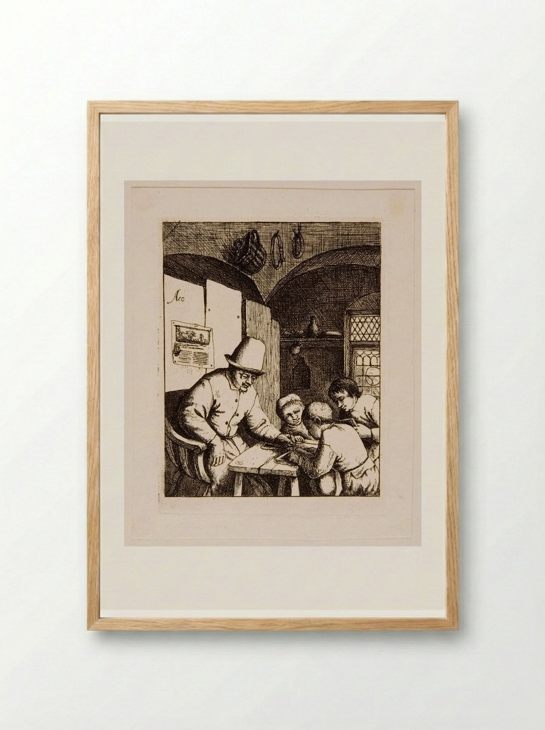 School (second plate) - David Deuchar - Framed Print Wood