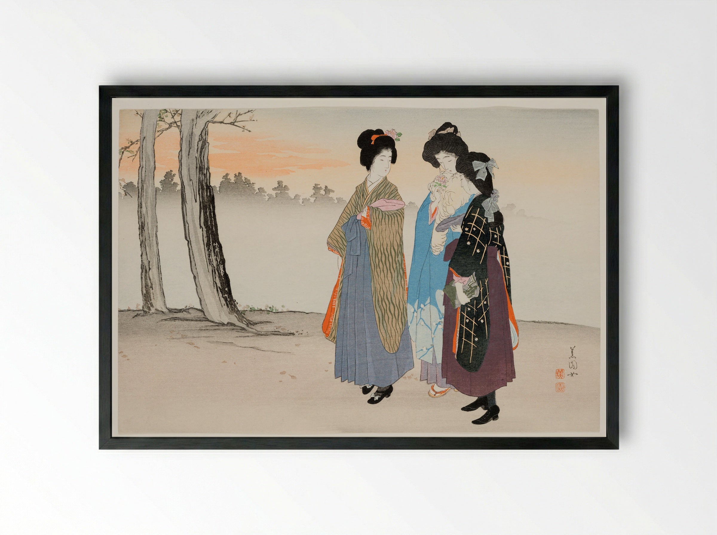 Schoolgirls Homeward Bound - Ikeda Shōen - Framed Print Black