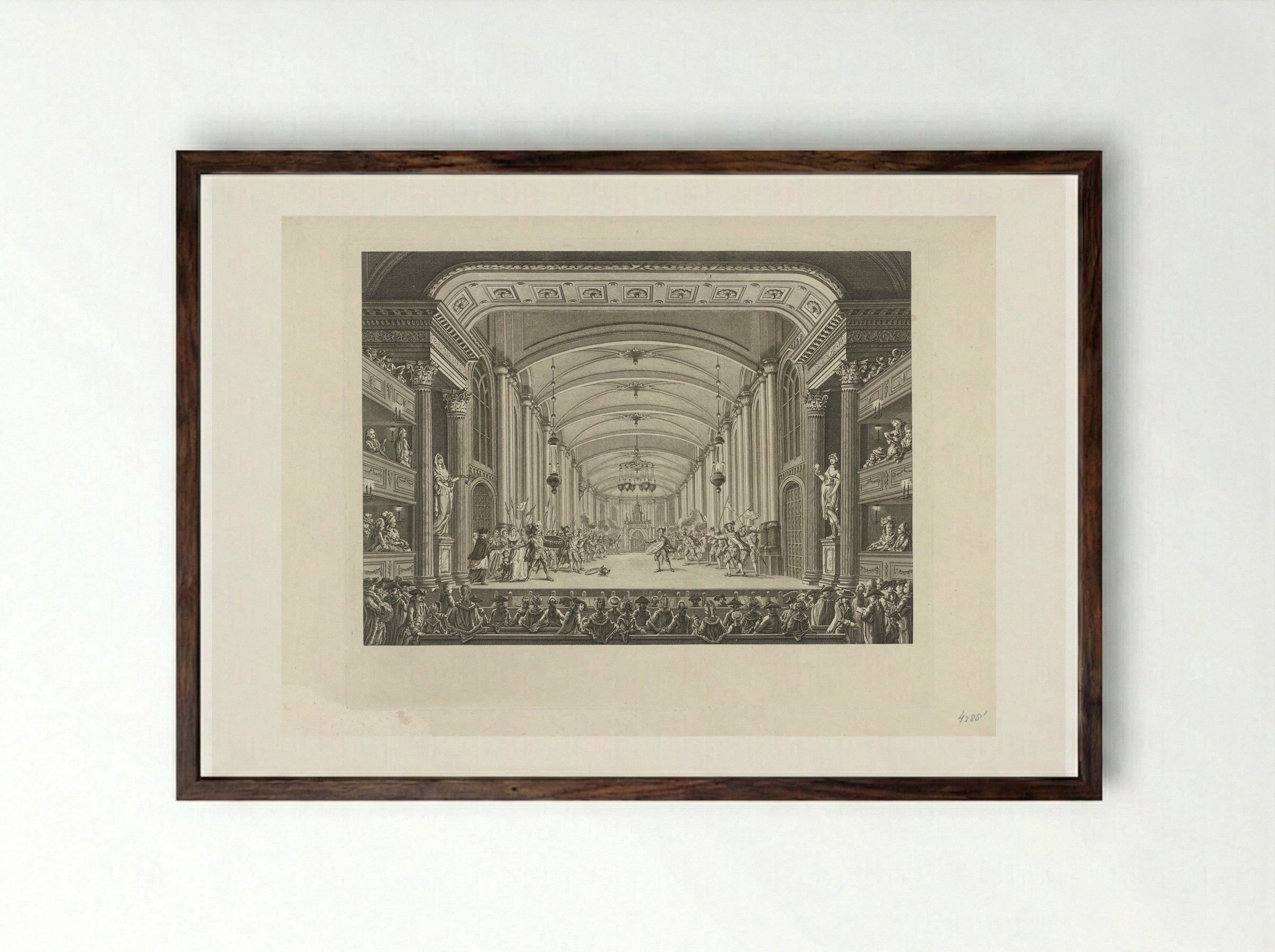 Schouwburg met toneeldecor: De Abdy-kerk - Cornelis Brouwer - Framed Print Dark Wood